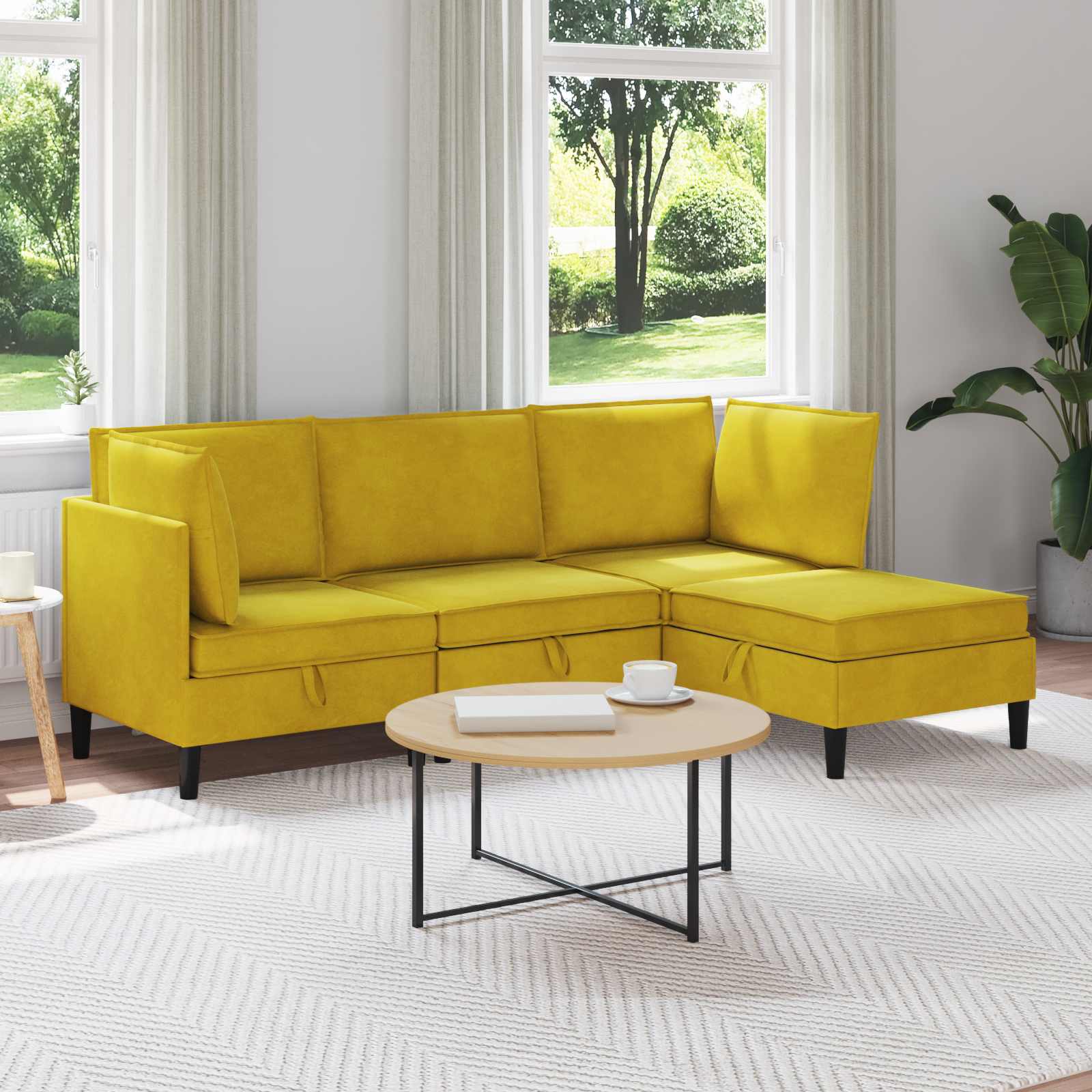 Conjunto de móveis de sala 3 peças Cinzento-escuro Veludo