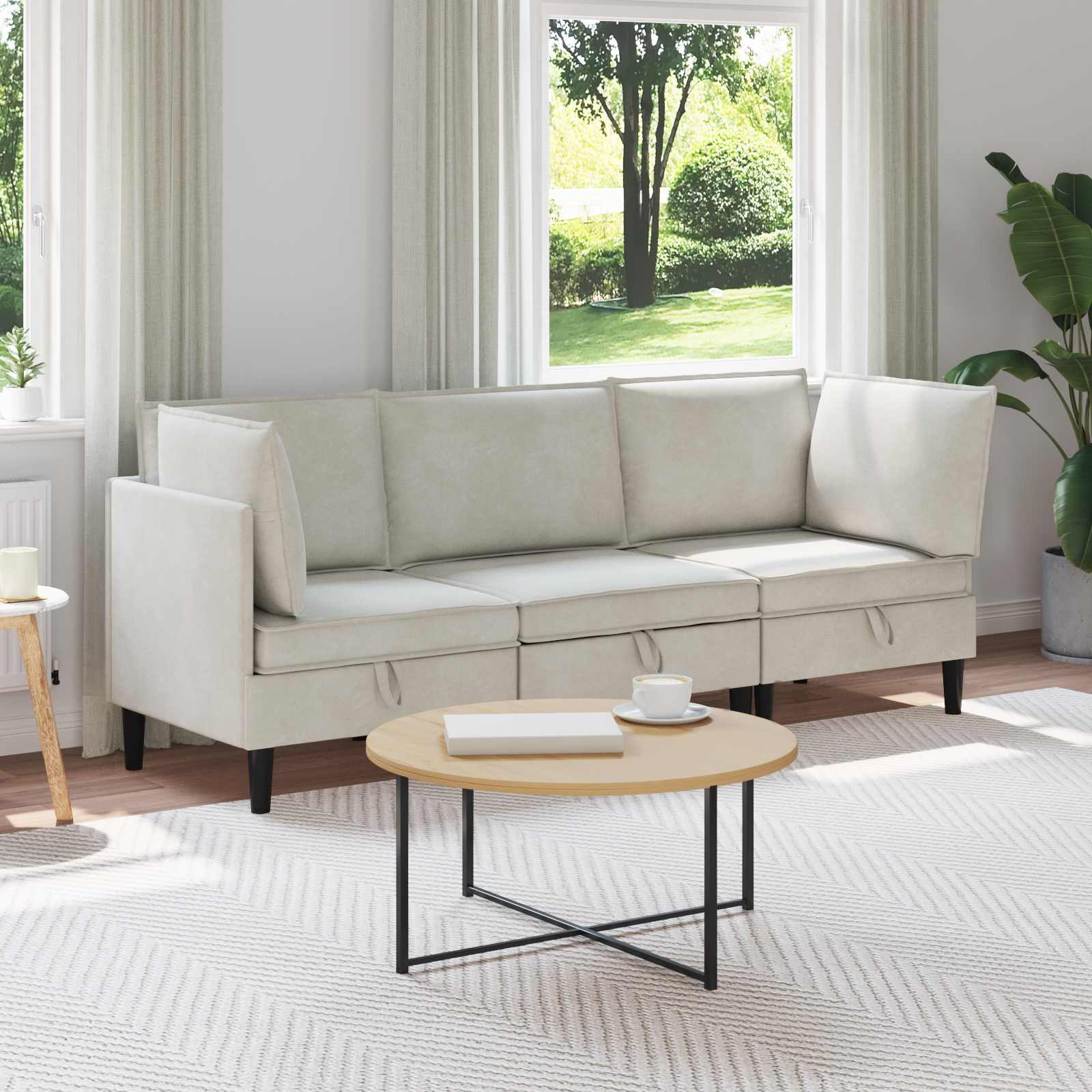 Conjunto de móveis de sala 3 peças Cinzento-escuro Veludo