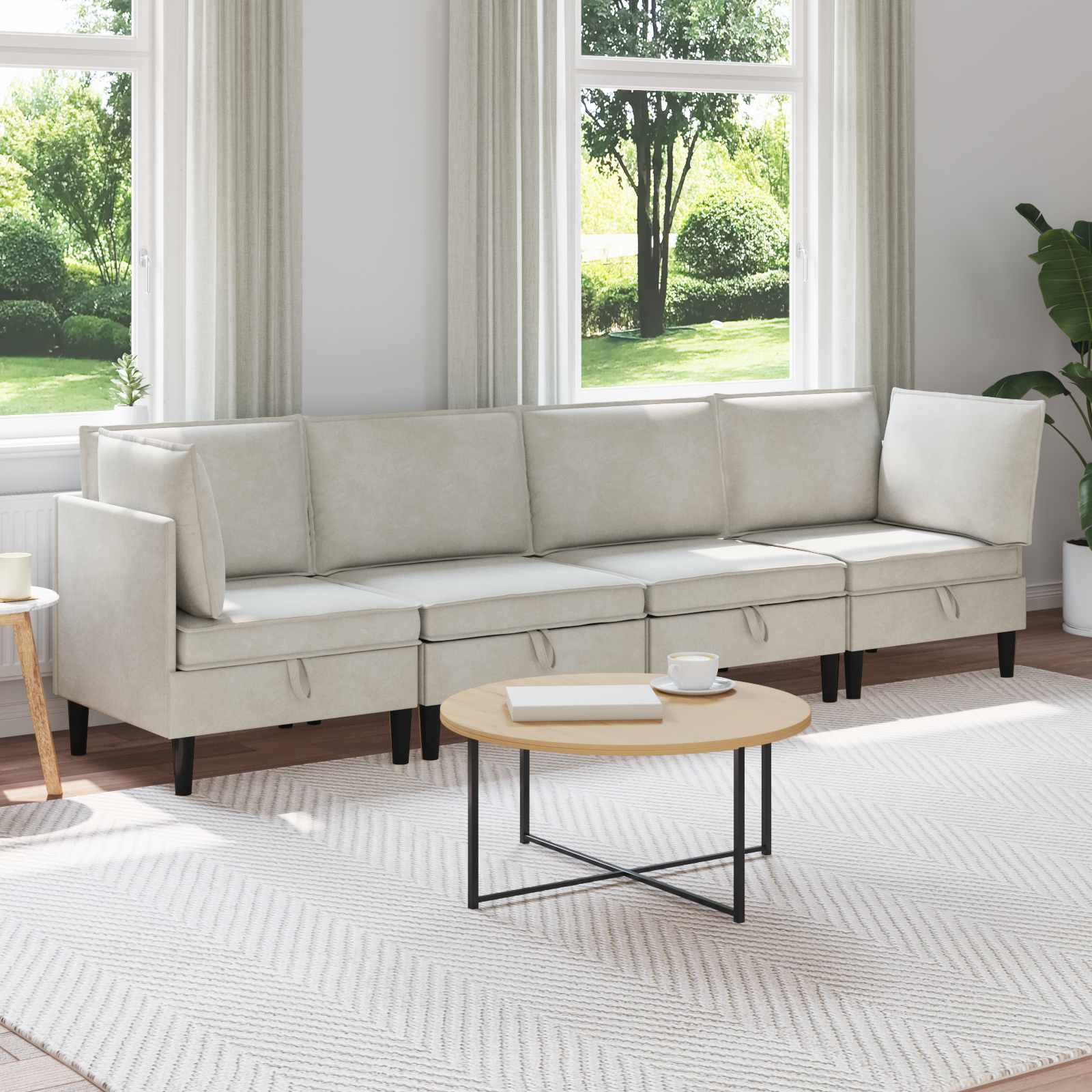 Conjunto de móveis de sala 3 peças Cinzento-escuro Veludo