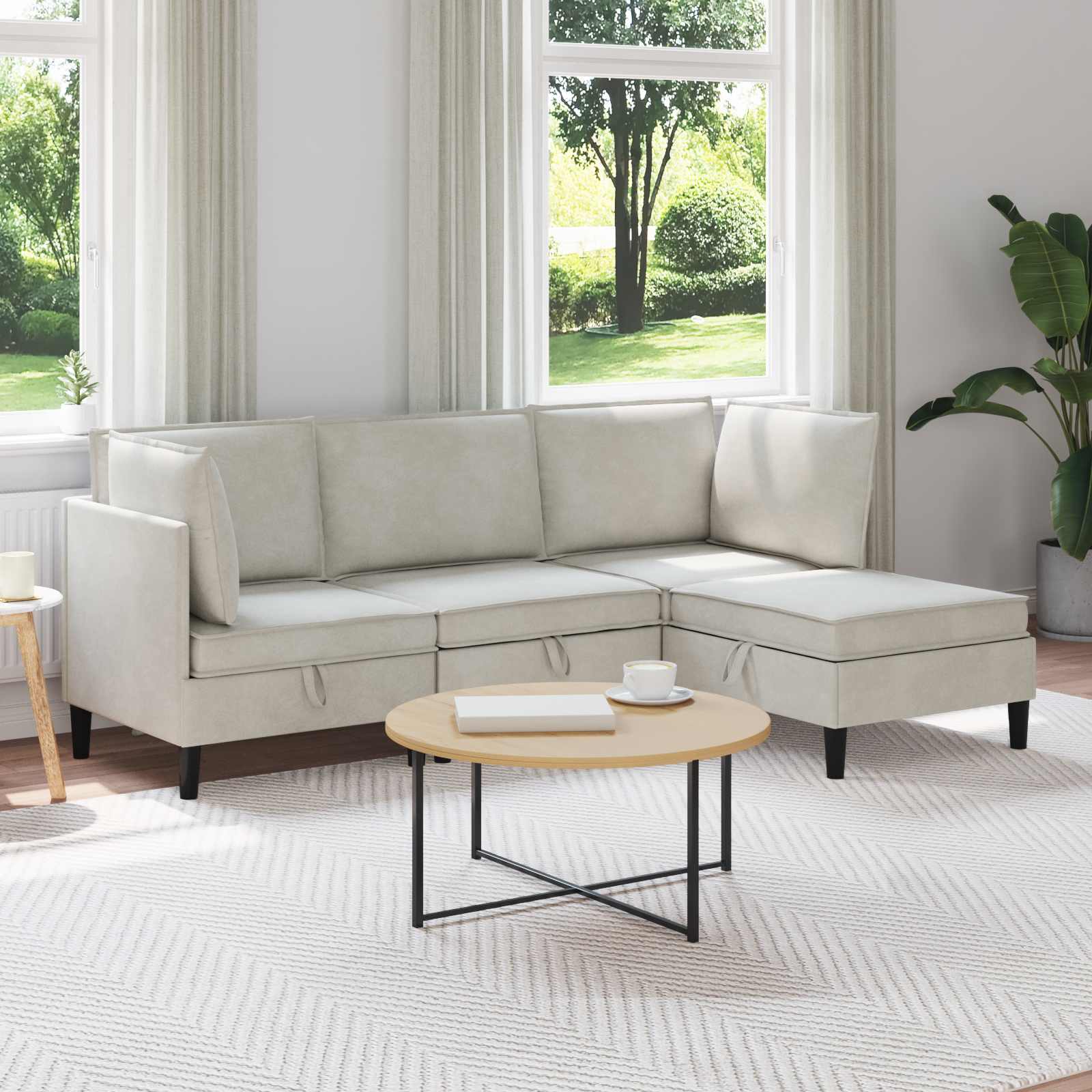 Conjunto de móveis de sala 3 peças Cinzento-escuro Veludo
