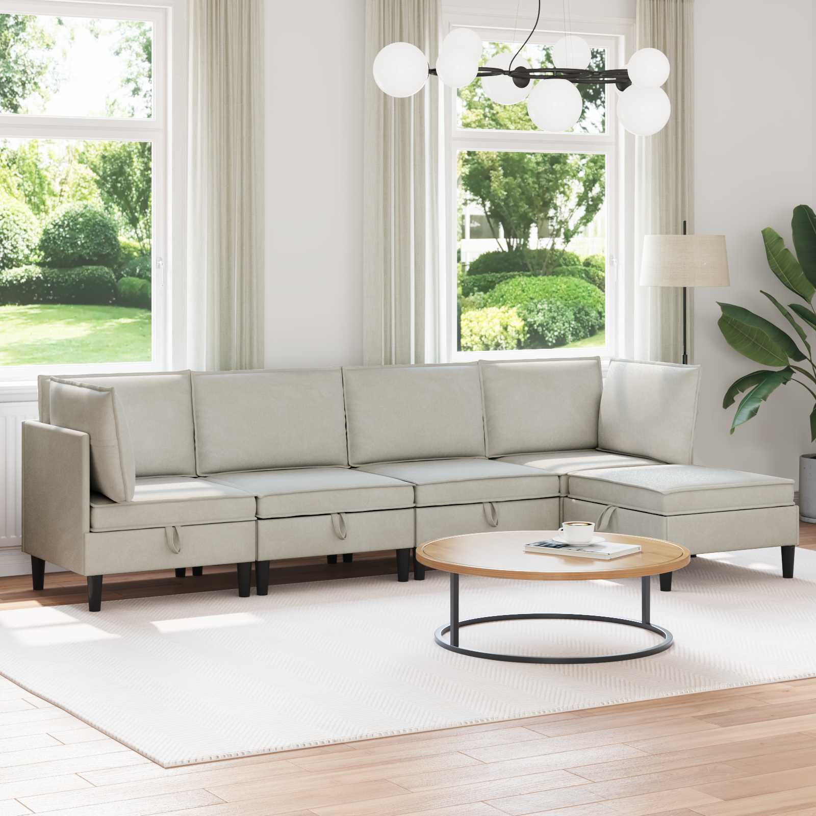 Conjunto de móveis de sala 3 peças Cinzento-escuro Veludo