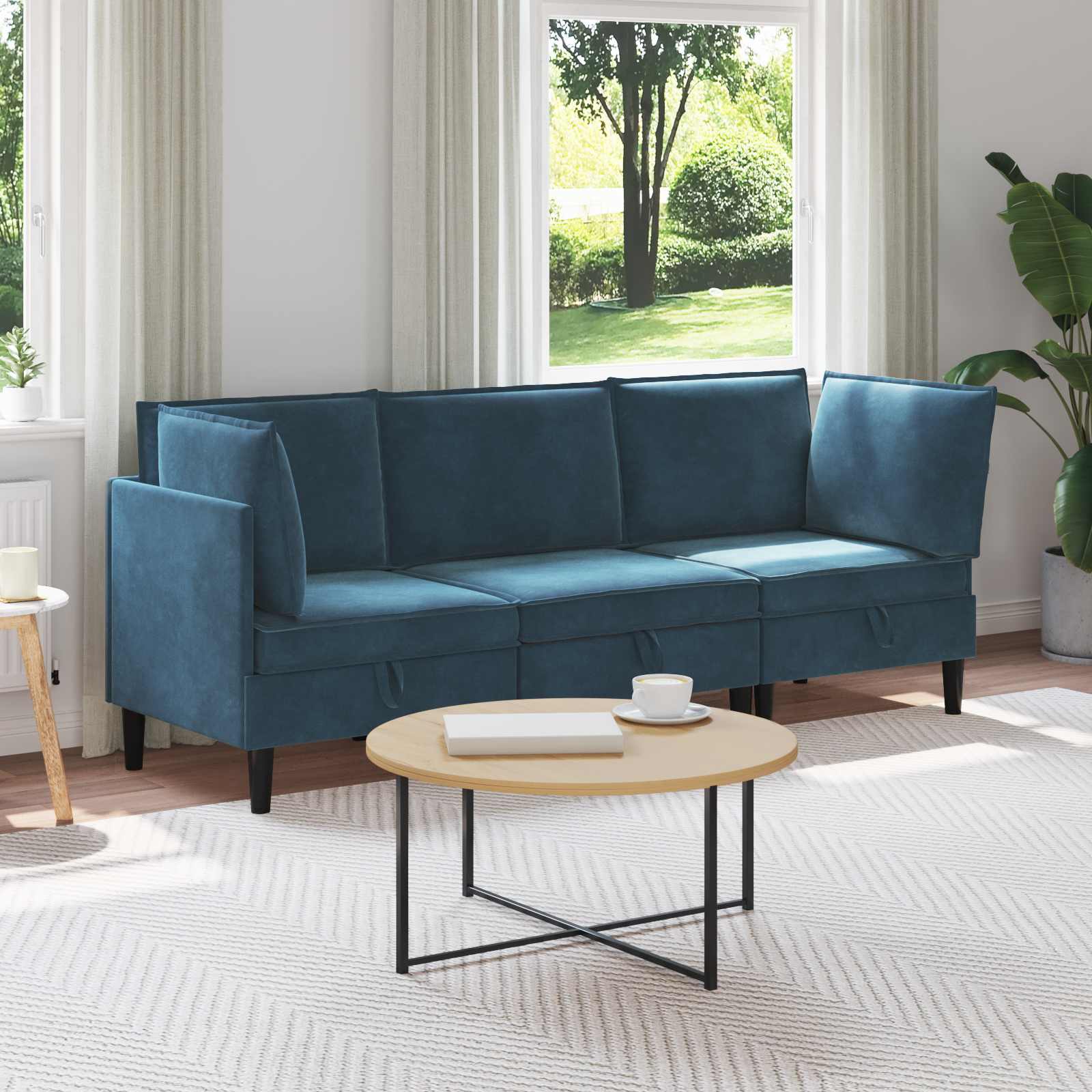 Conjunto de móveis de sala 3 peças Cinzento-escuro Veludo