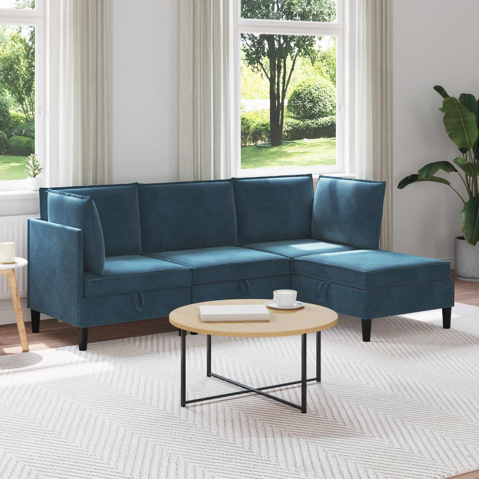 Conjunto de móveis de sala 3 peças Cinzento-escuro Veludo