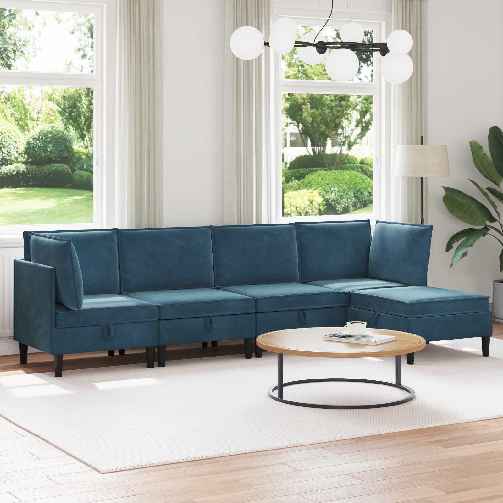 Conjunto de móveis de sala 3 peças Cinzento-escuro Veludo