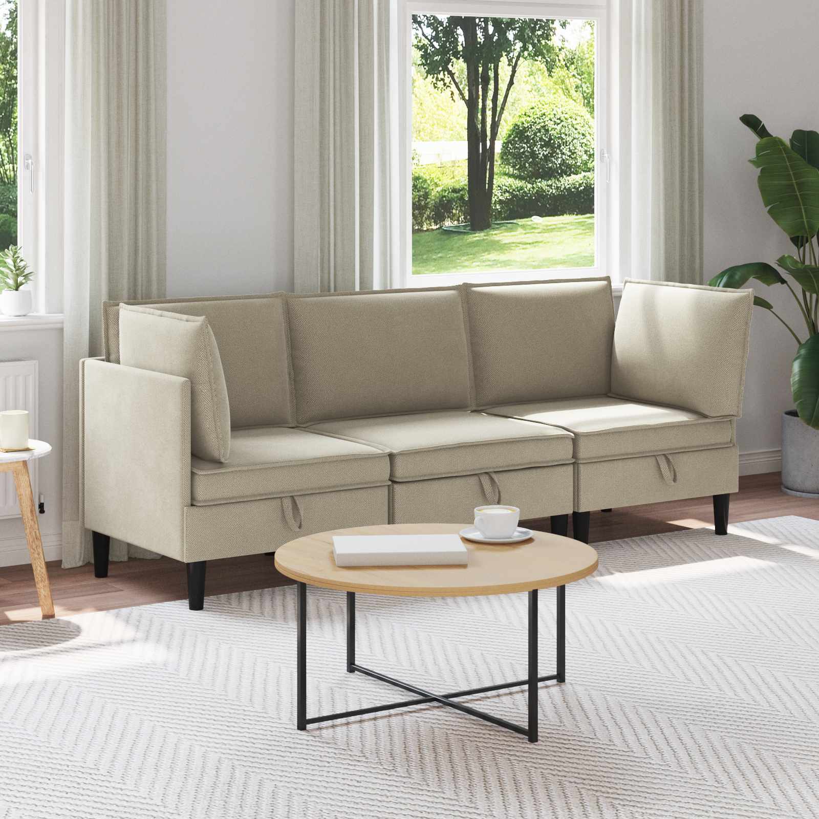 Juego de muebles de salón 3 pcs Arena Tela