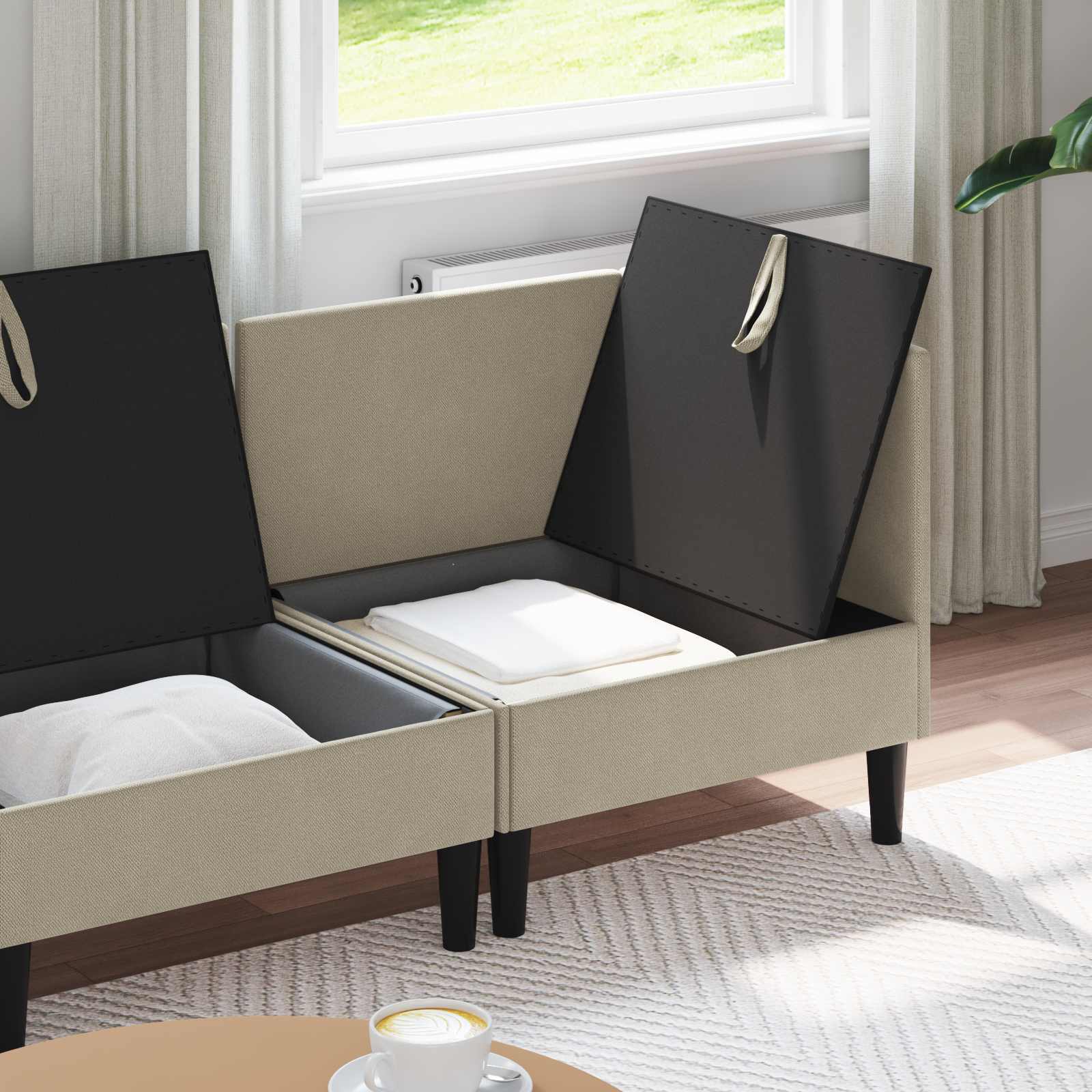 Juego de muebles de salón 3 pcs Arena Tela