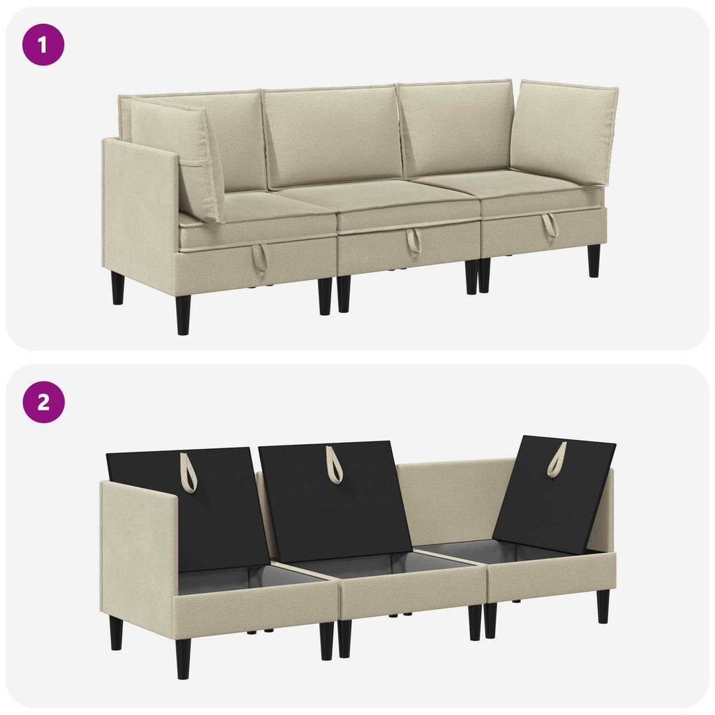 Juego de muebles de salón 3 pcs Arena Tela