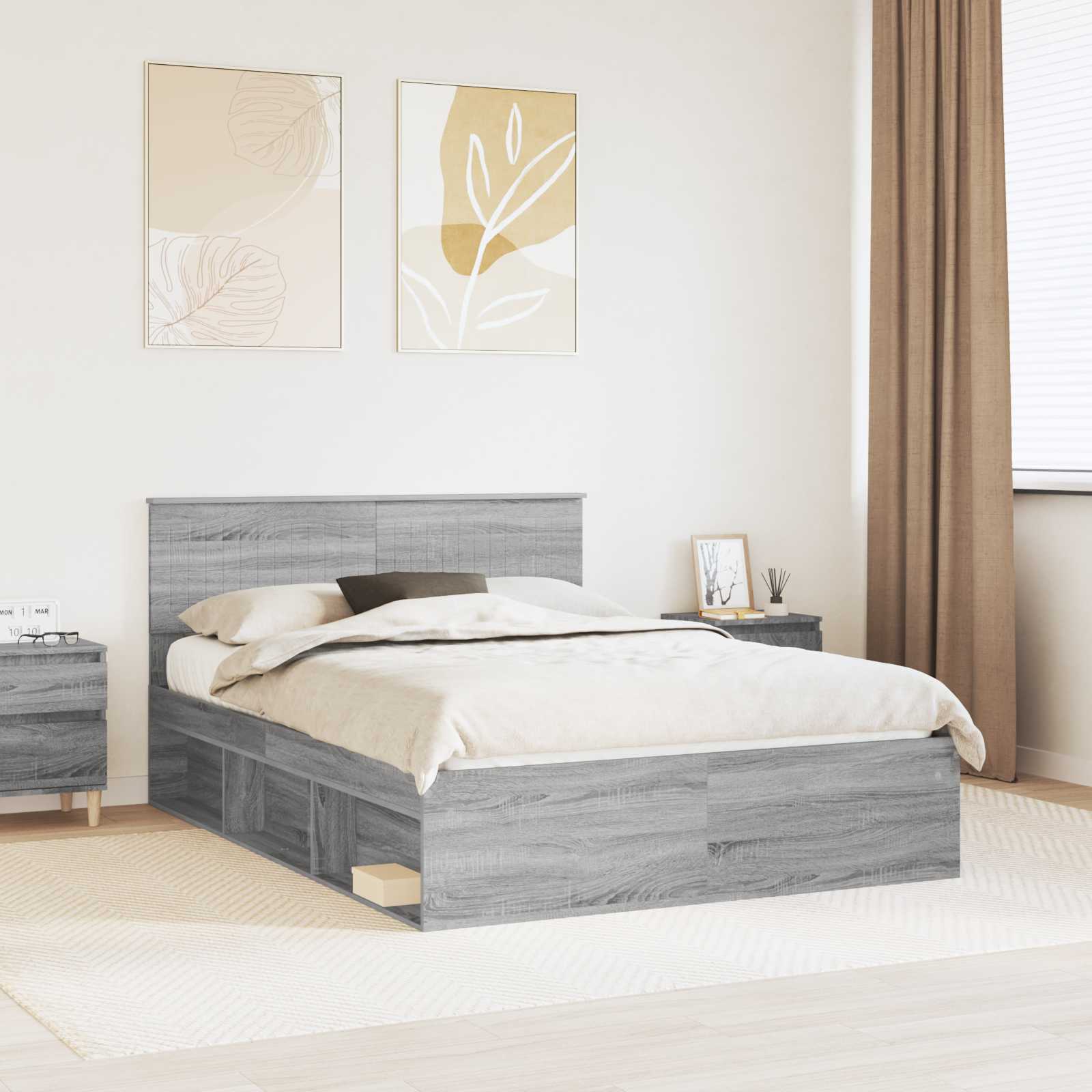 Estrutura de cama 100 x 200 cm Madeira de pinho maciço
