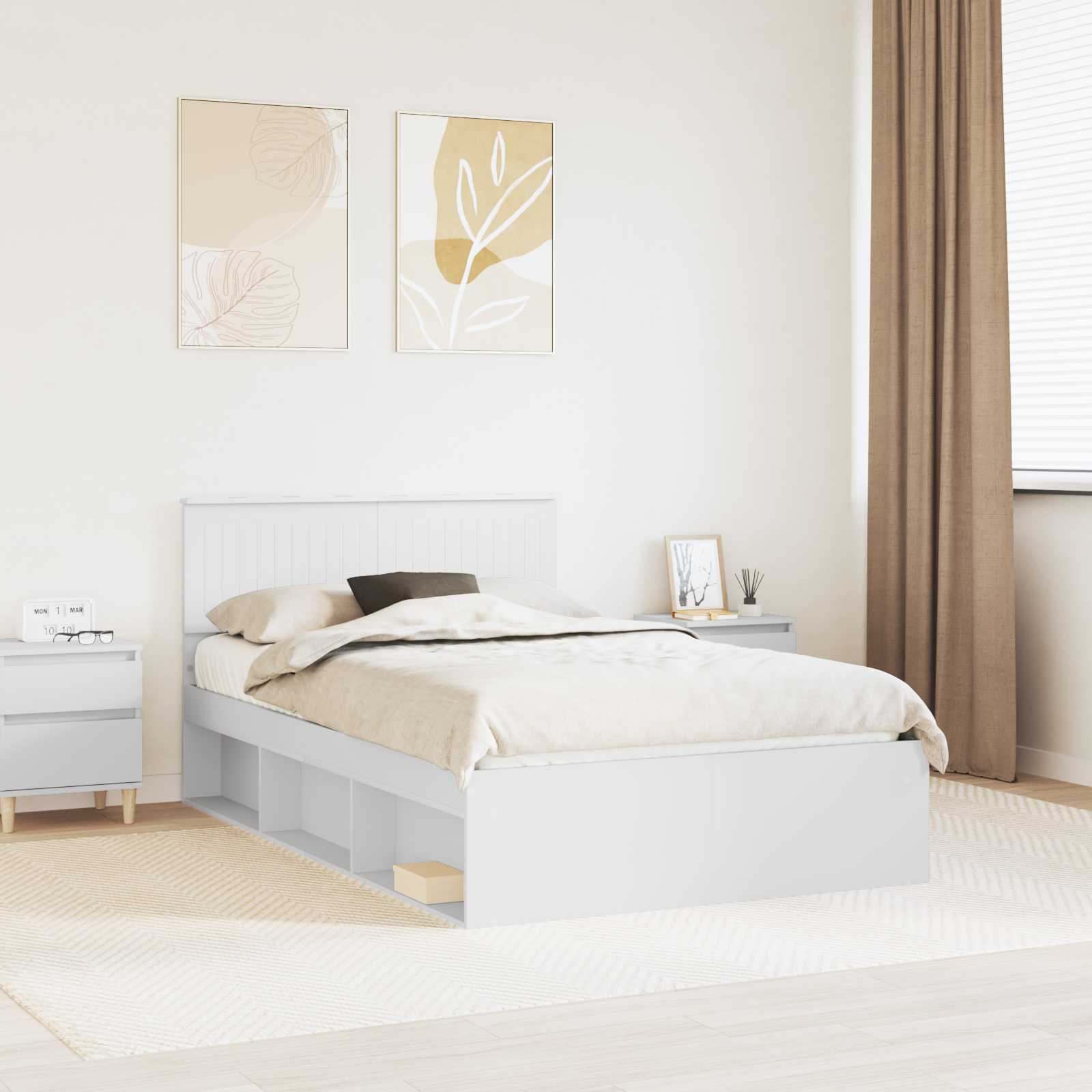 Estrutura de cama 100 x 200 cm Madeira de pinho maciço