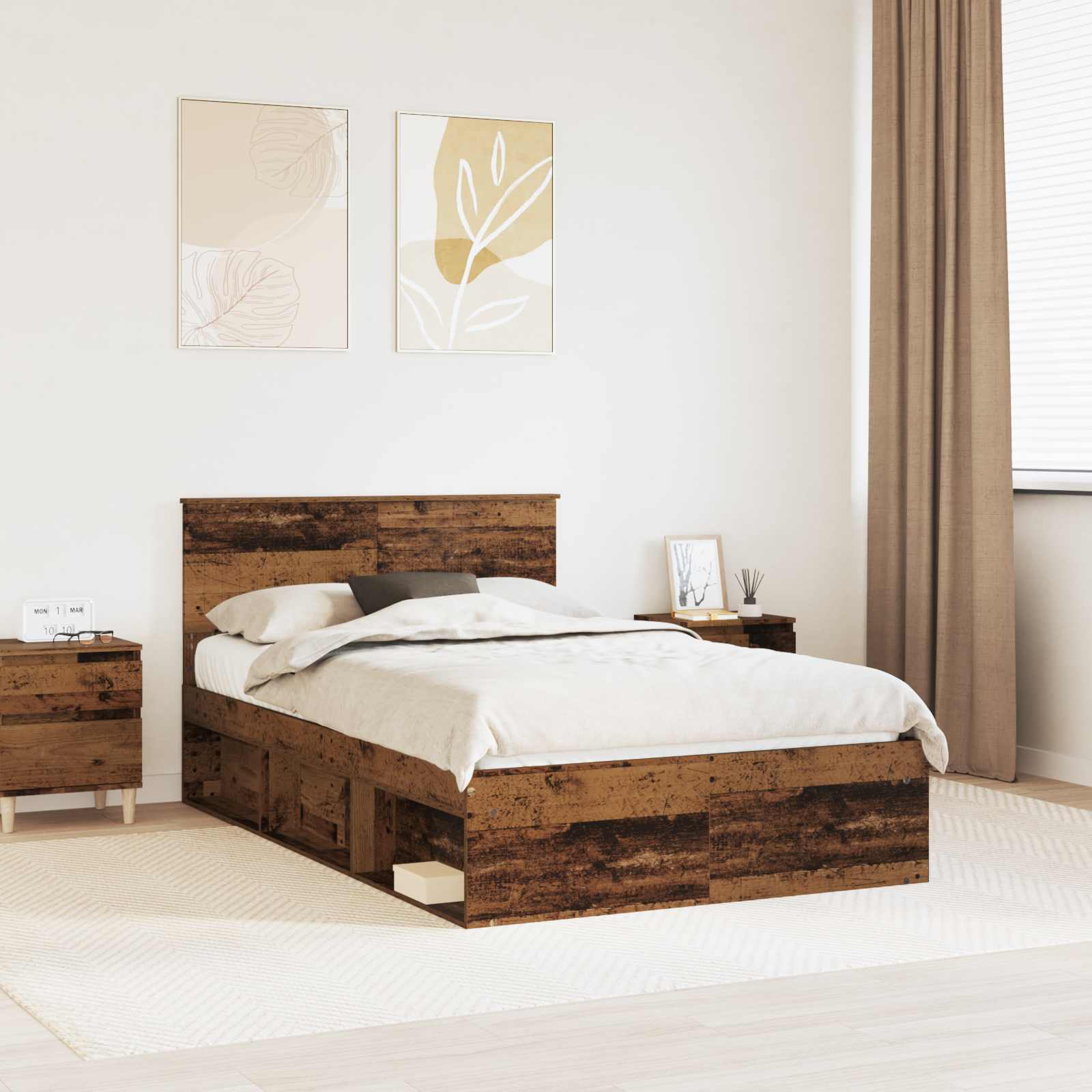 Estrutura de cama 100 x 200 cm Madeira de pinho maciço