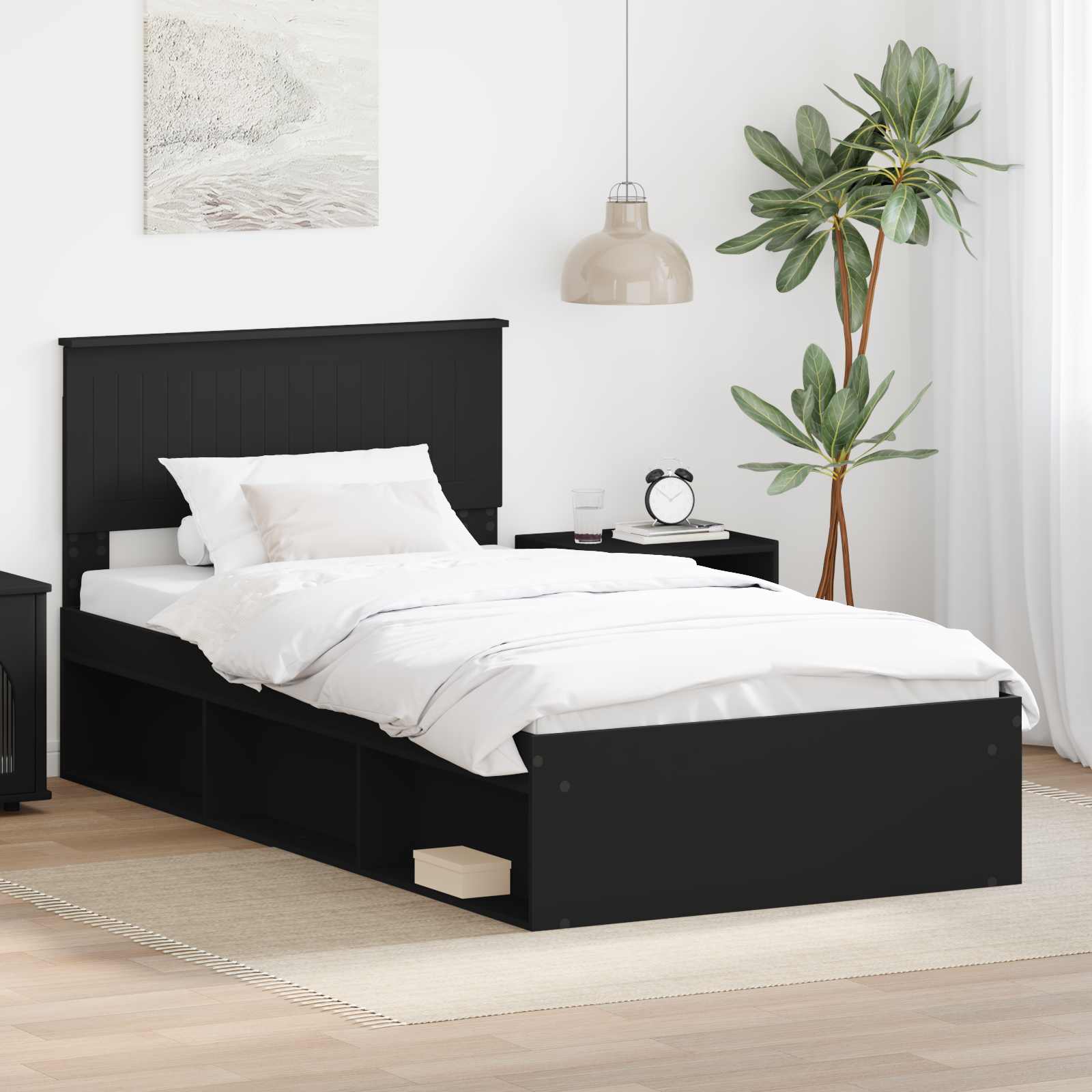 Estrutura de cama 100 x 200 cm Madeira de pinho maciço