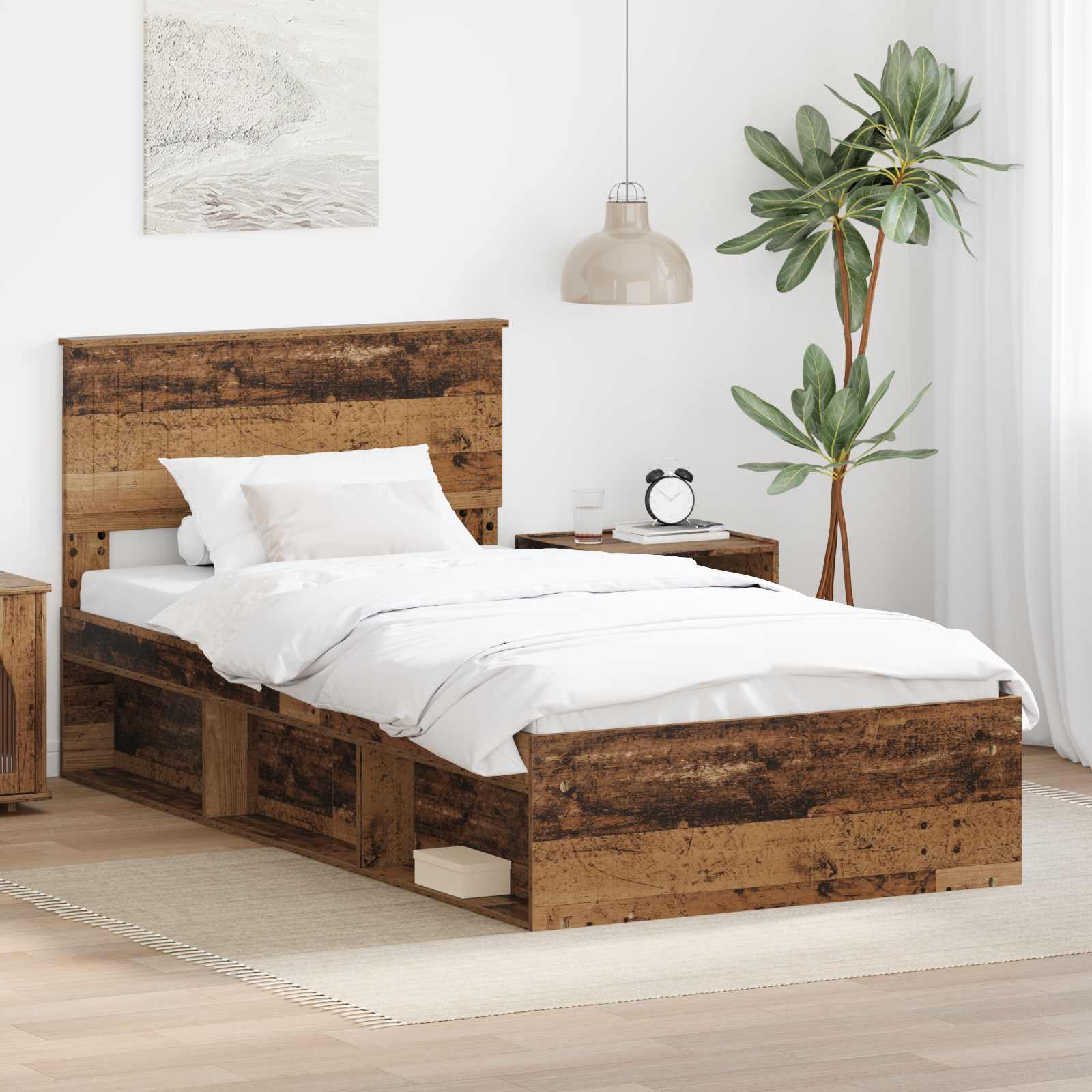 Estrutura de cama 100 x 200 cm Madeira de pinho maciço