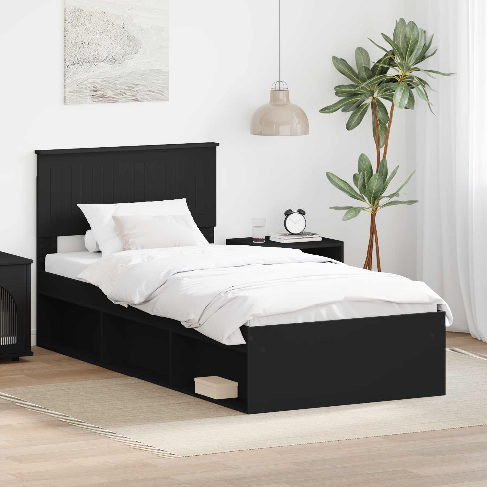Estrutura de cama 100 x 200 cm Madeira de pinho maciço