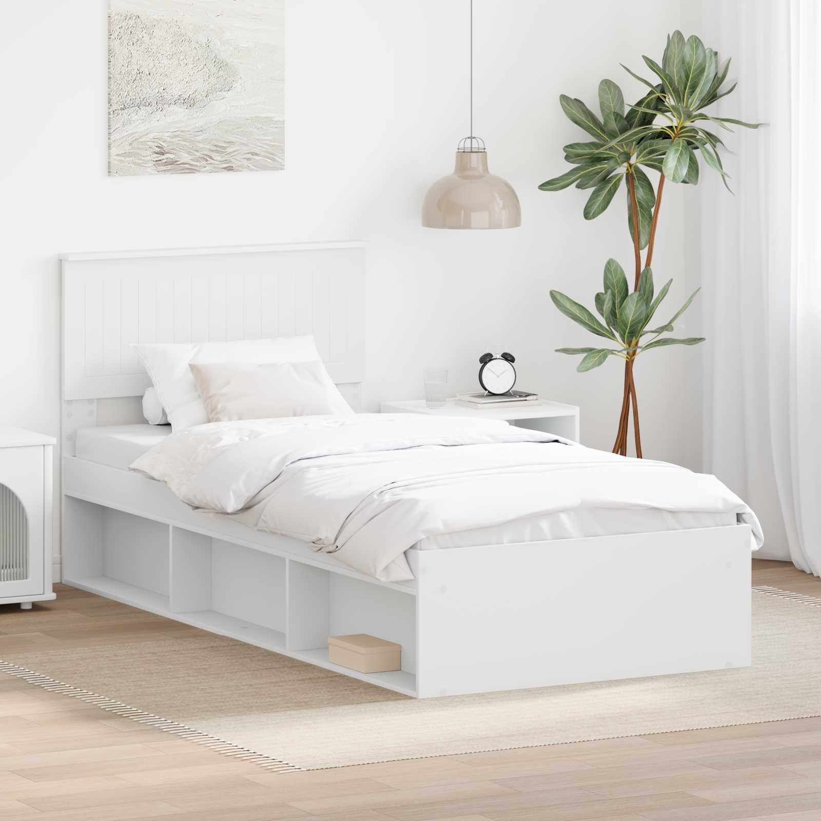 Estrutura de cama 100 x 200 cm Madeira de pinho maciço