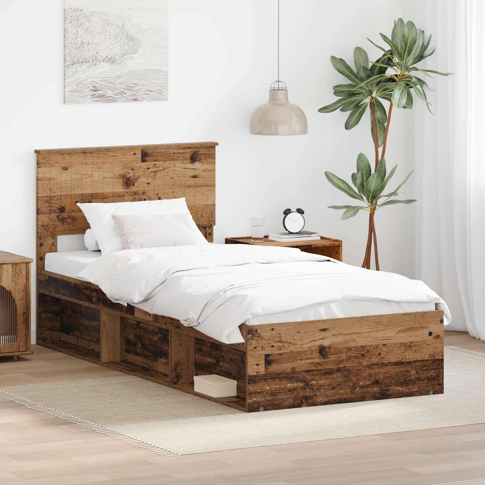 Estrutura de cama 100 x 200 cm Madeira de pinho maciço