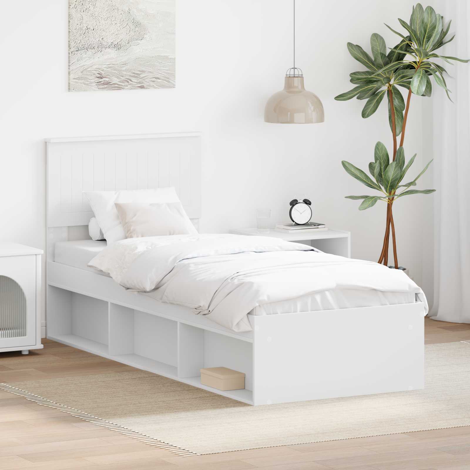 Estrutura de cama 100 x 200 cm Madeira de pinho maciço