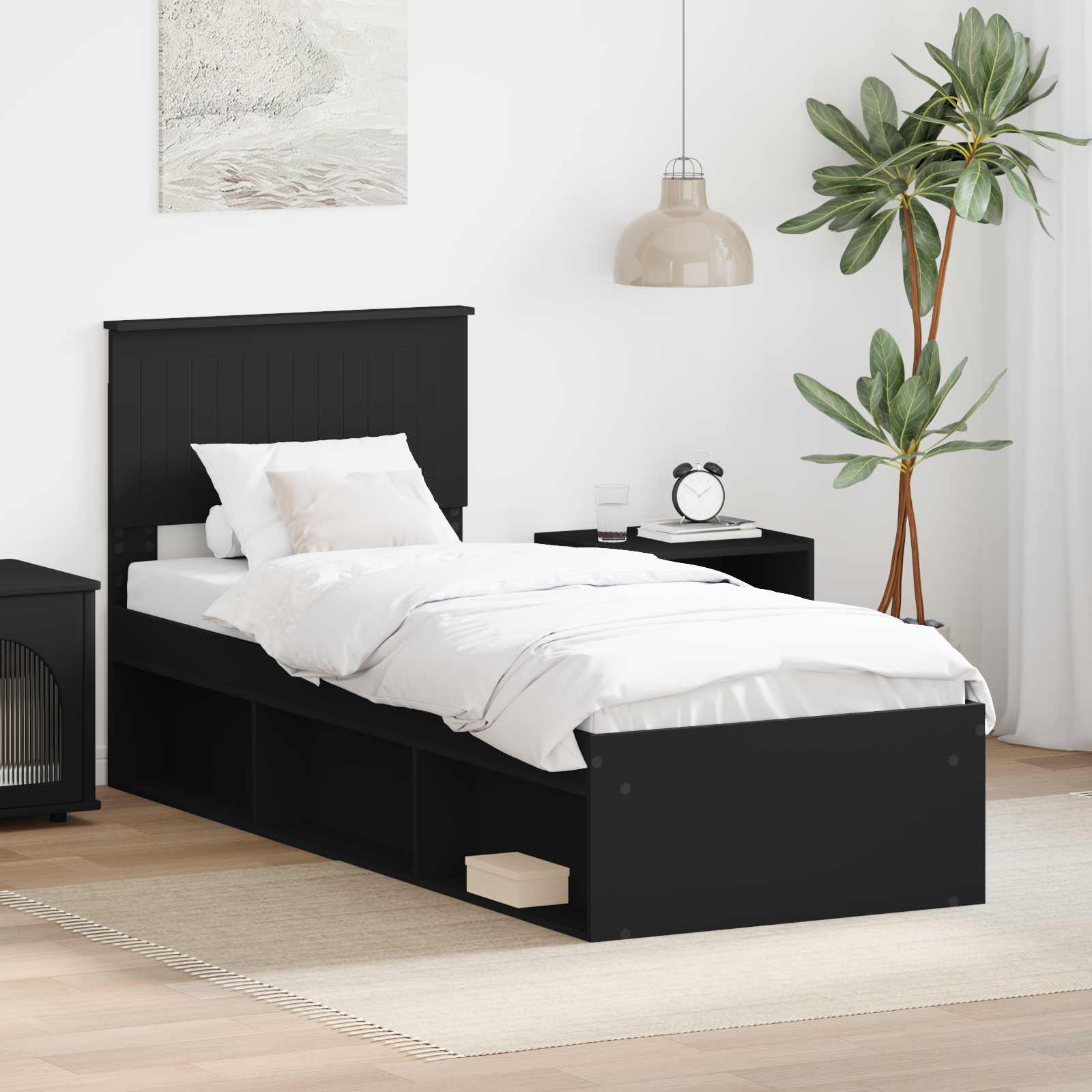 Estrutura de cama 100 x 200 cm Madeira de pinho maciço