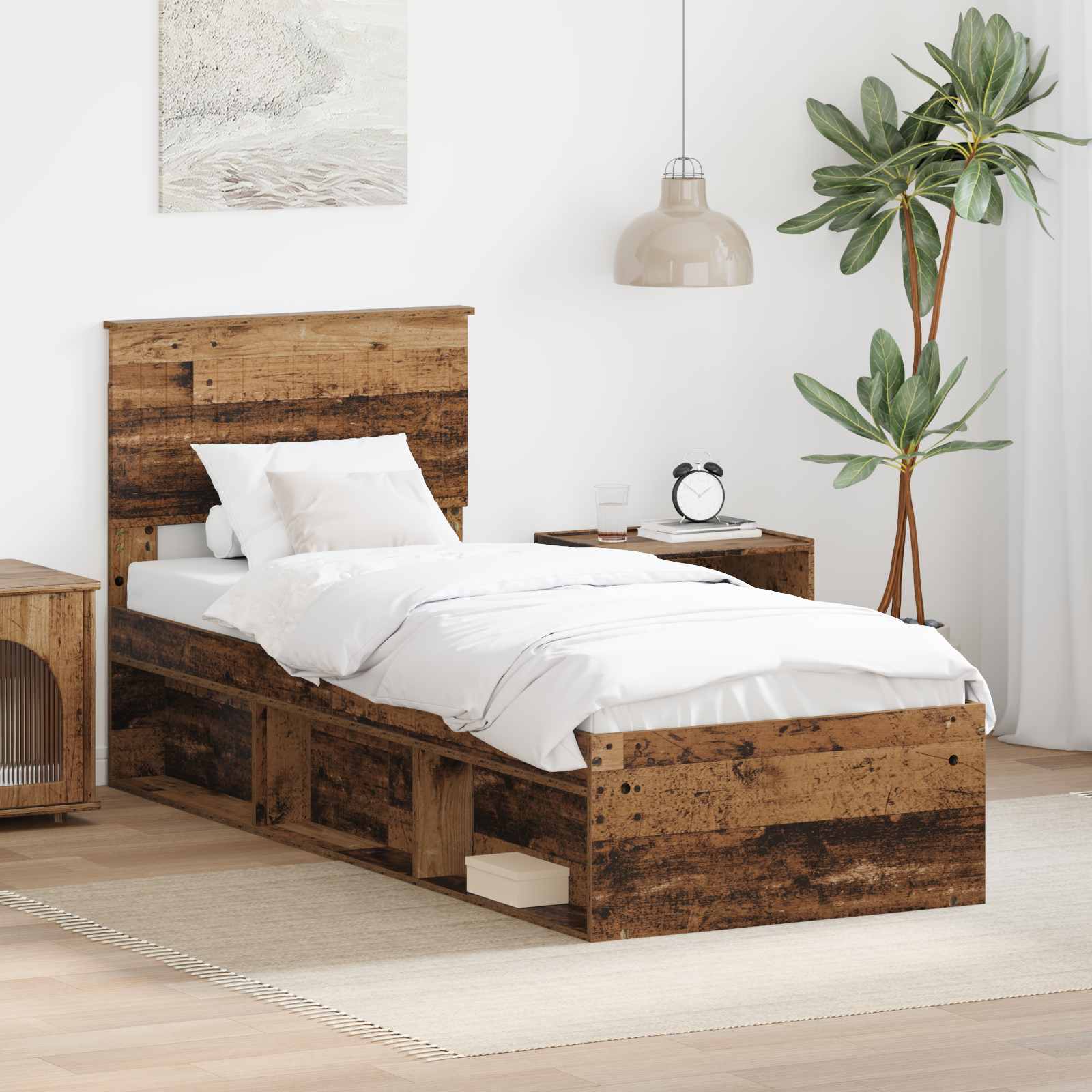 Estrutura de cama 100 x 200 cm Madeira de pinho maciço
