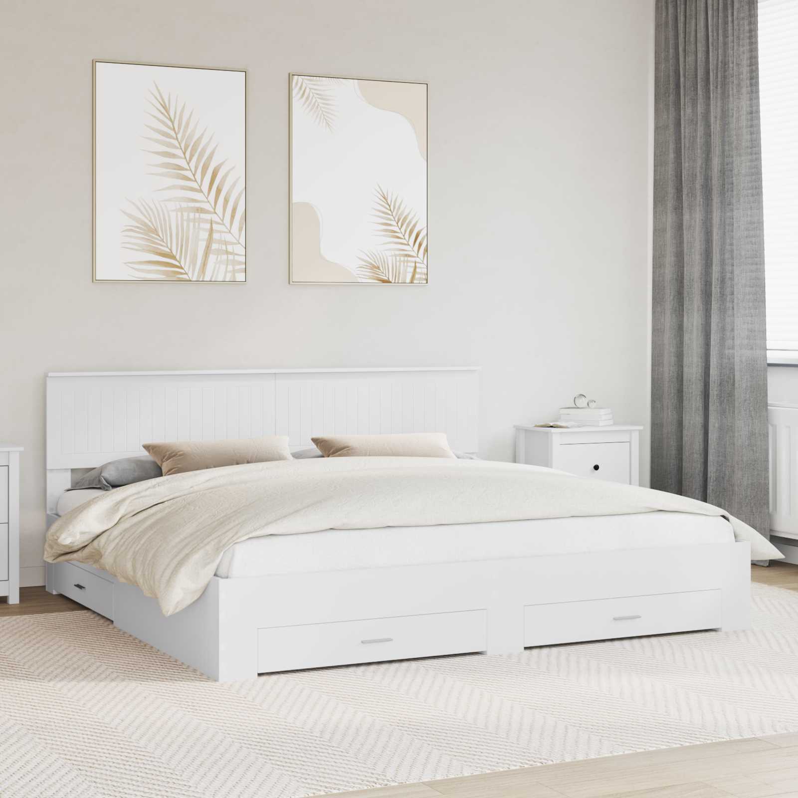 Estrutura de Cama com Cabeceira Cinzento Betão 100 x 200 cm
