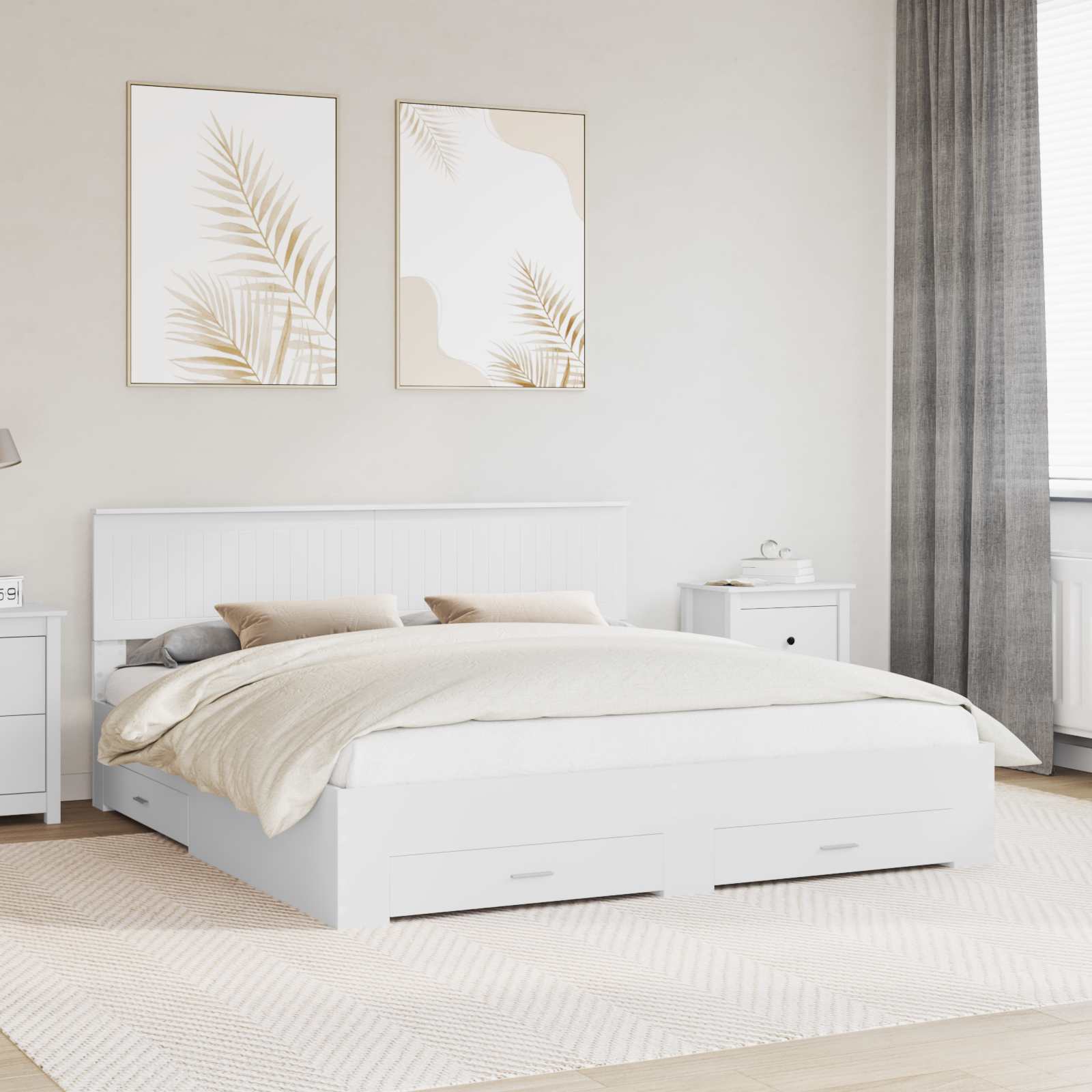 Estrutura de Cama com Cabeceira Cinzento Betão 100 x 200 cm