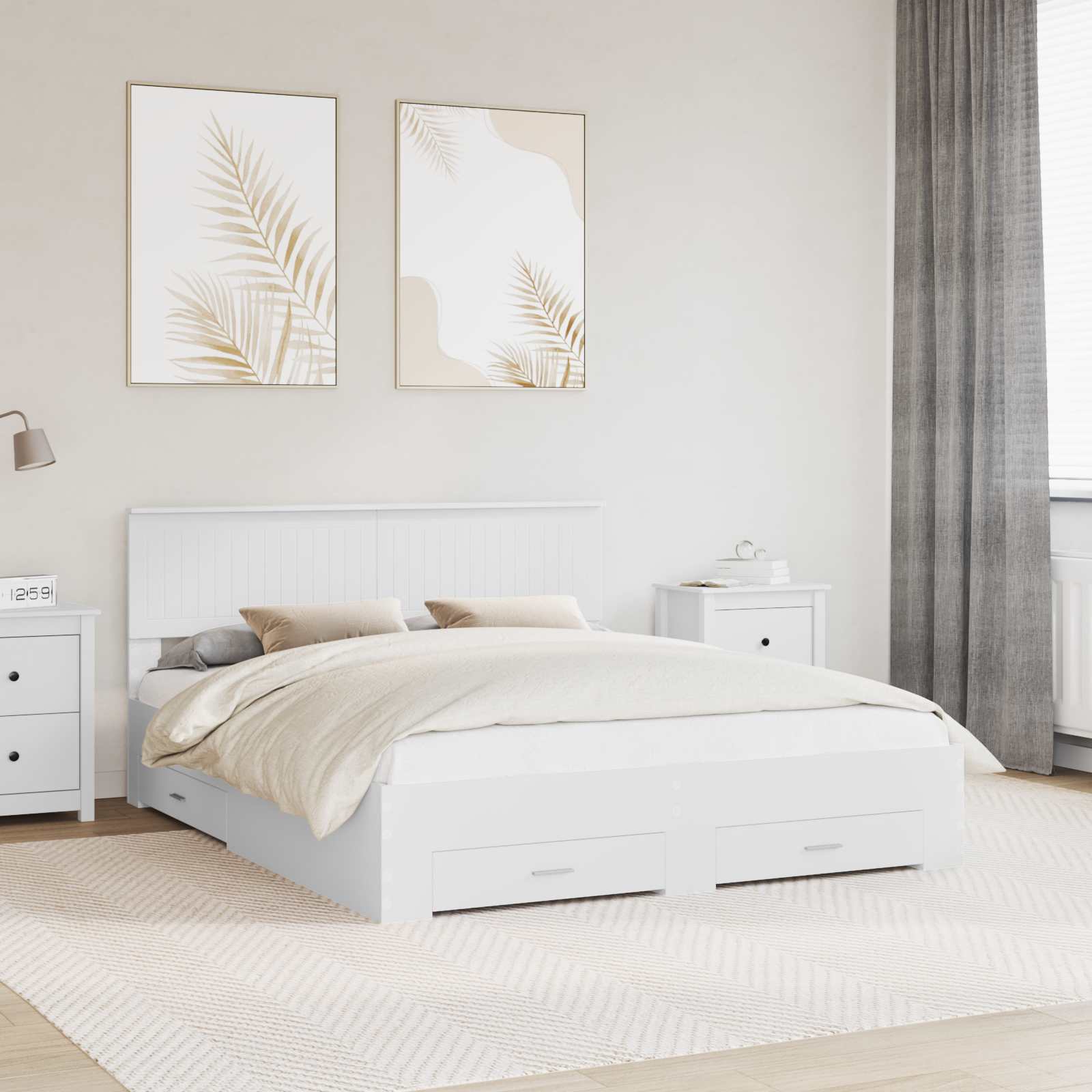 Estrutura de Cama com Cabeceira Cinzento Betão 100 x 200 cm
