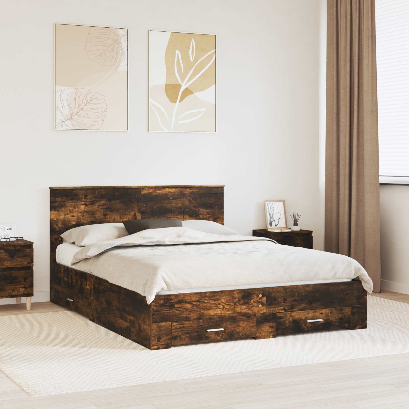 Estrutura de Cama com Cabeceira Cinzento Betão 100 x 200 cm