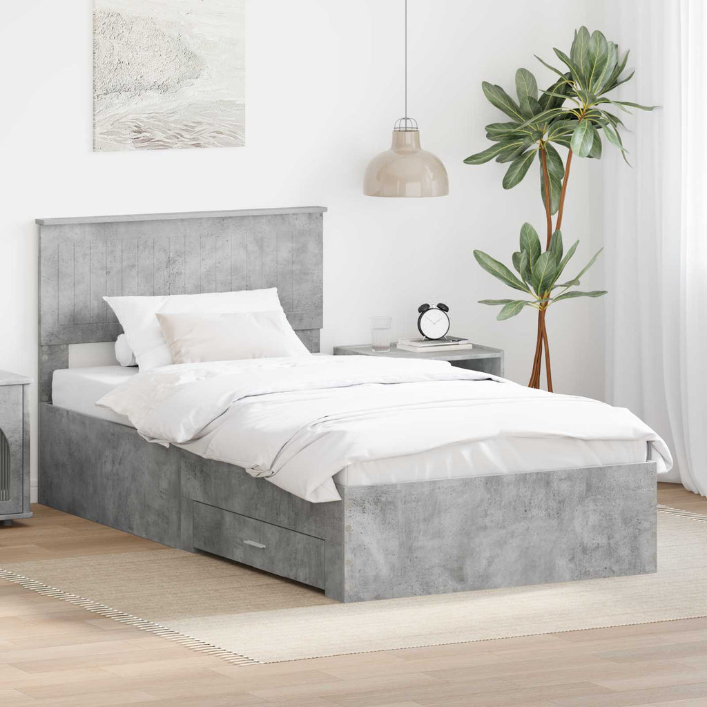 Estructura de cama con cabecera Gris Concreto 100 x 200 cm