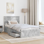 Estructura de cama con cabecera Gris Concreto 100 x 200 cm