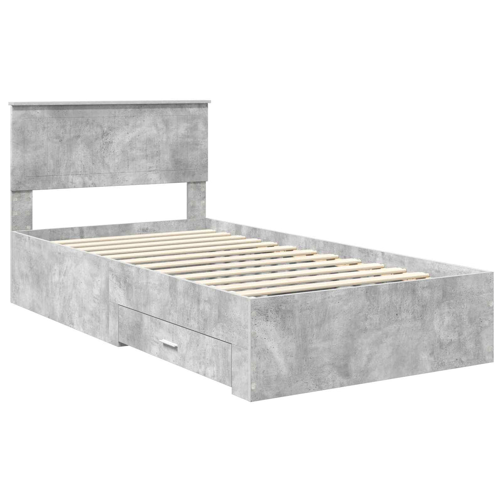 Estructura de cama con cabecera Gris Concreto 100 x 200 cm