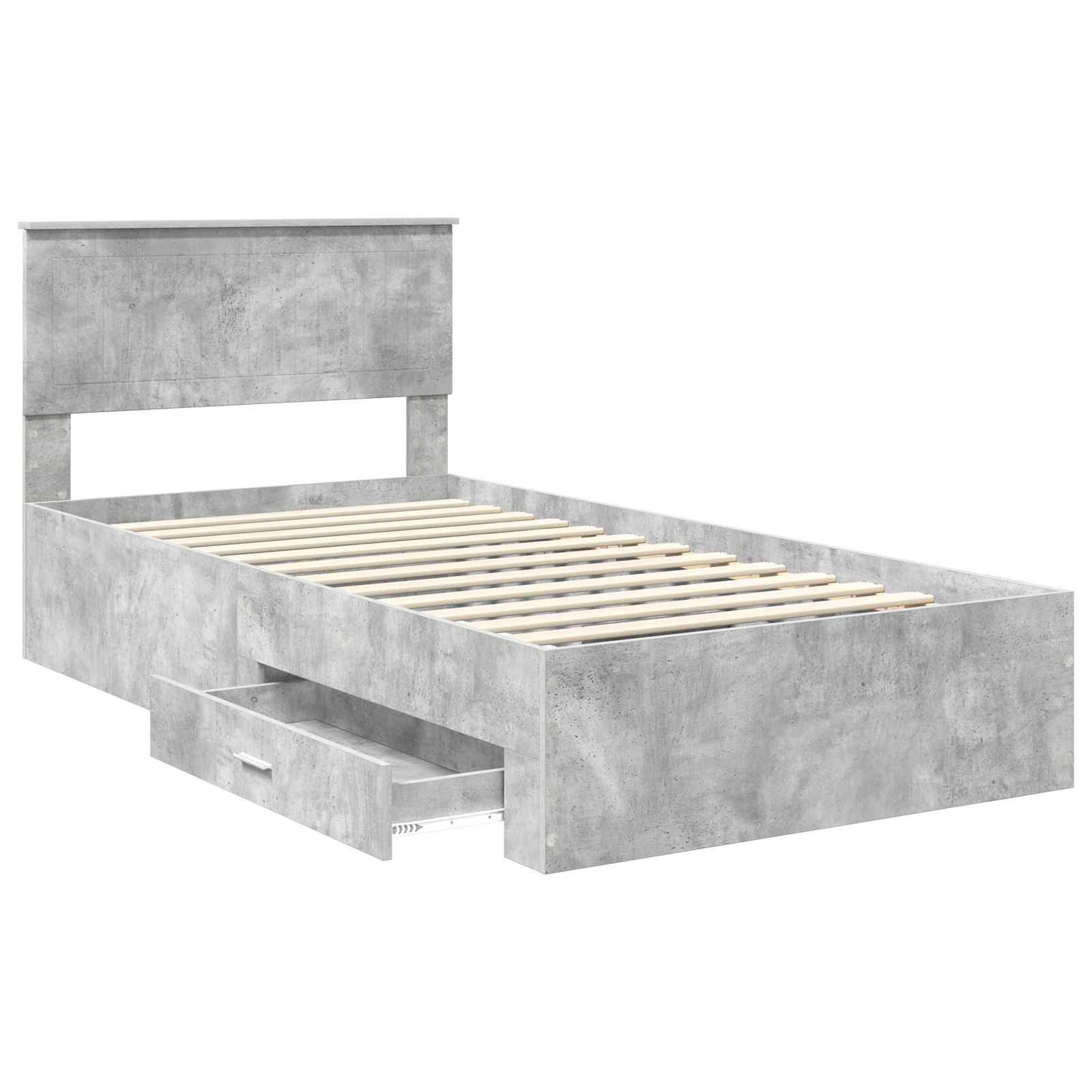Estructura de cama con cabecera Gris Concreto 100 x 200 cm