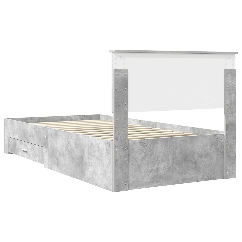 Estructura de cama con cabecera Gris Concreto 100 x 200 cm