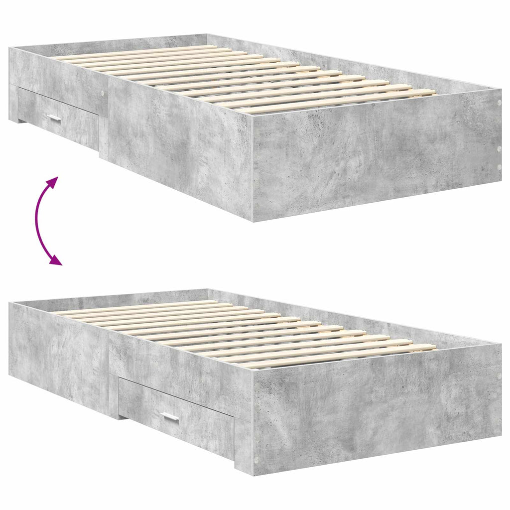 Estructura de cama con cabecera Gris Concreto 100 x 200 cm