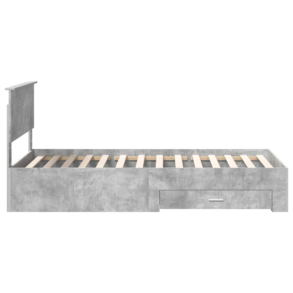 Estructura de cama con cabecera Gris Concreto 100 x 200 cm