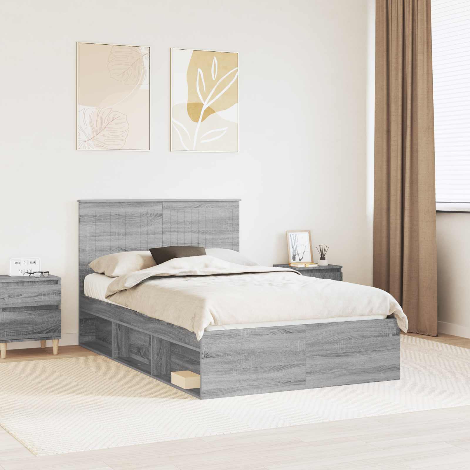 Estrutura de cama 100 x 200 cm Madeira de pinho maciço