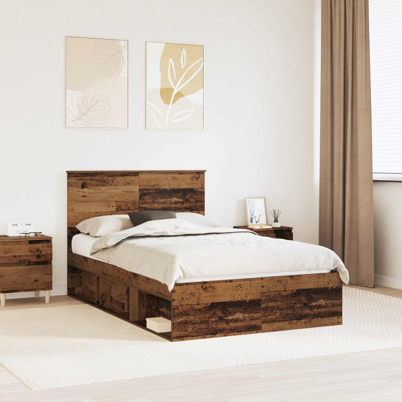 Estrutura de cama 100 x 200 cm Madeira de pinho maciço