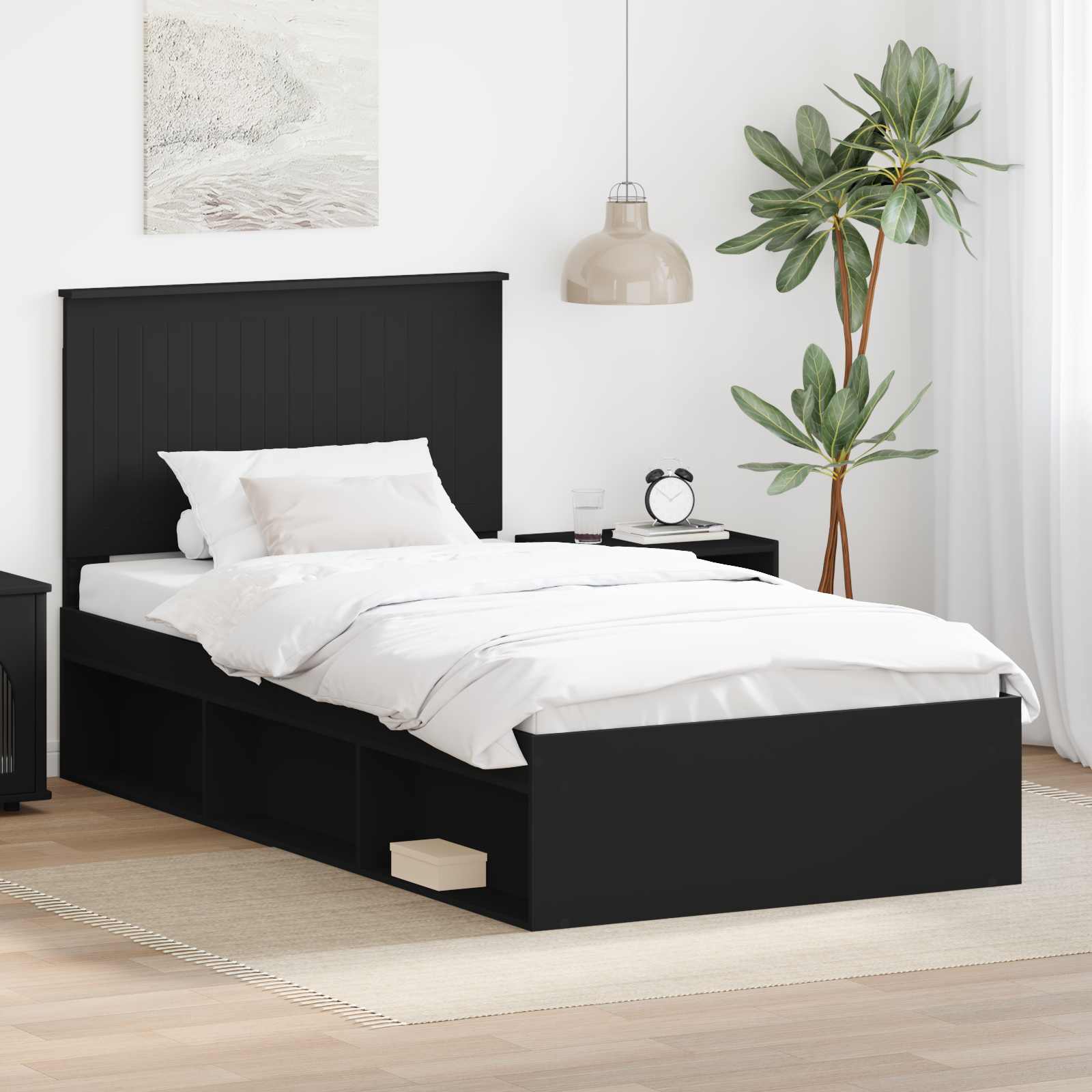Estrutura de cama 100 x 200 cm Madeira de pinho maciço