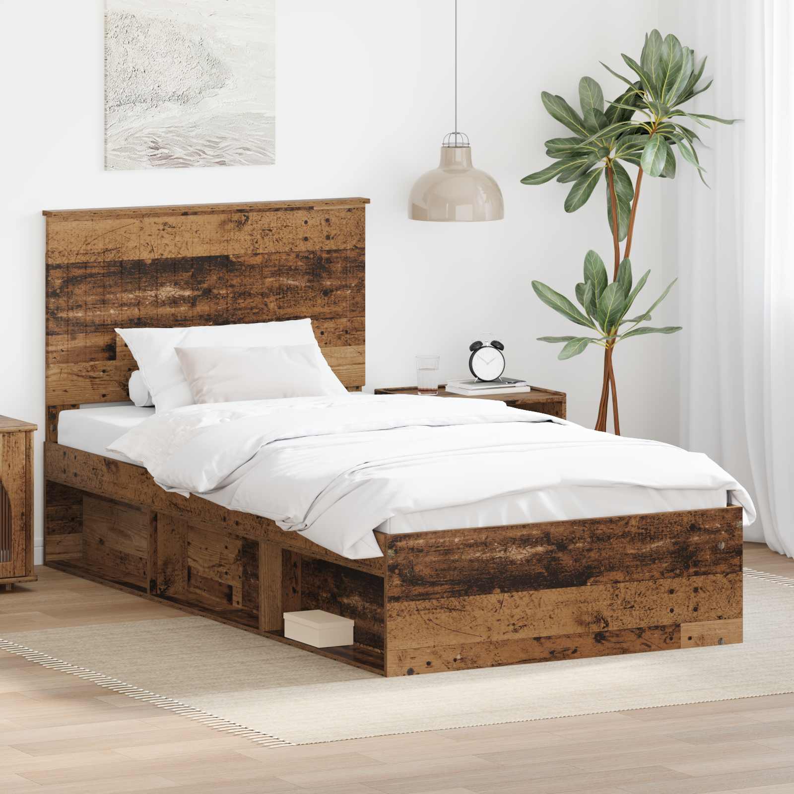 Estrutura de cama 100 x 200 cm Madeira de pinho maciço