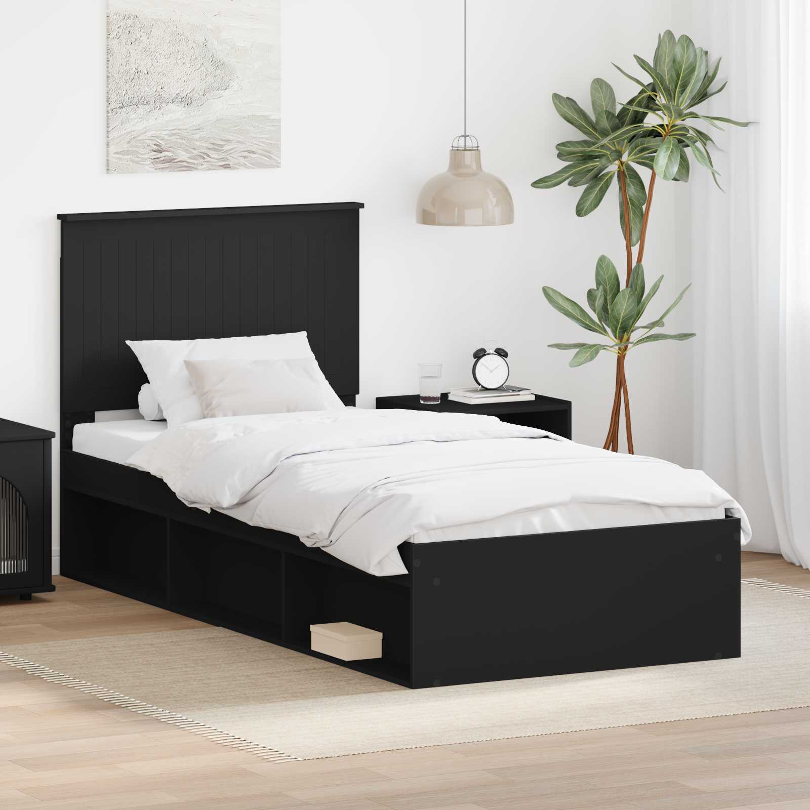 Estrutura de cama 100 x 200 cm Madeira de pinho maciço
