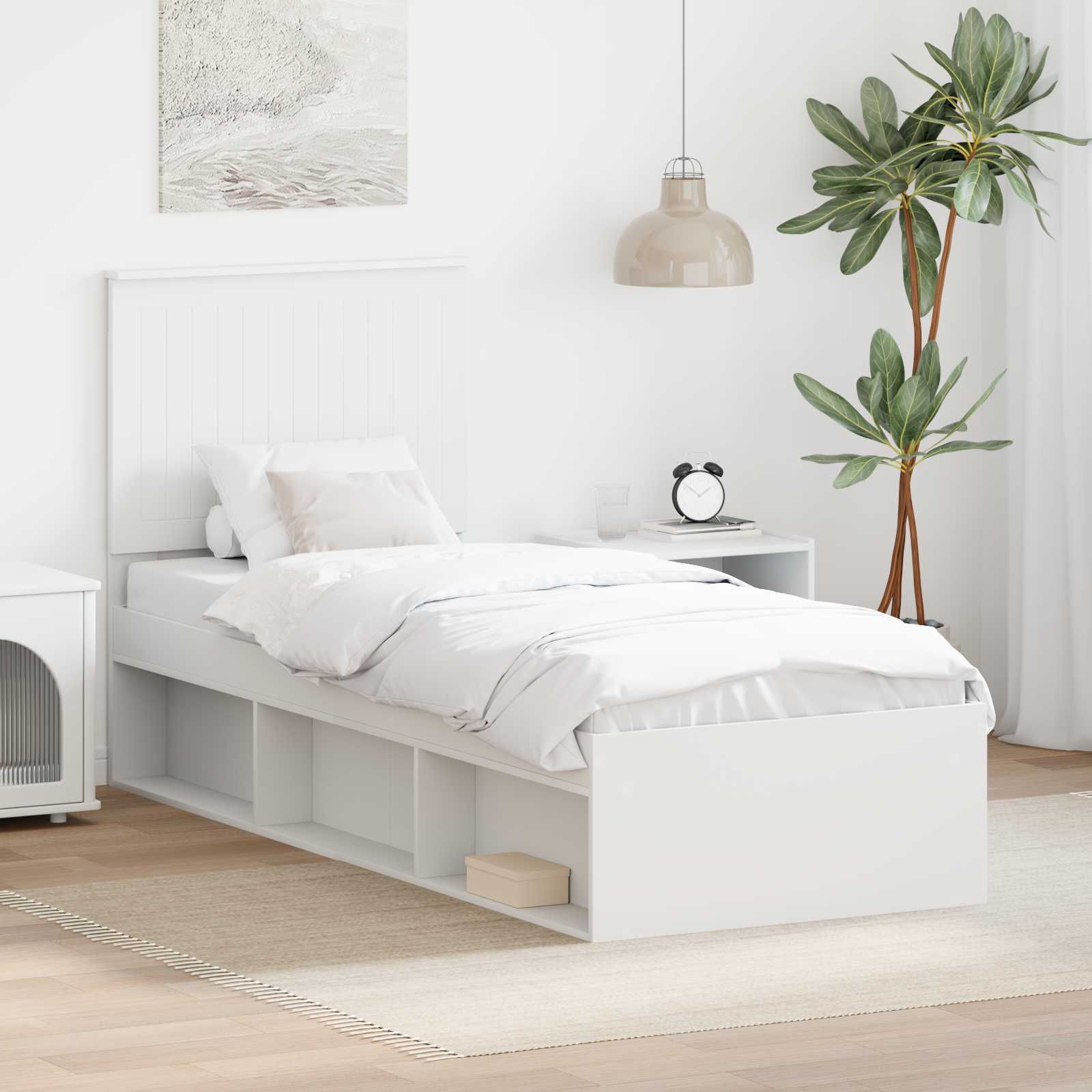 Estrutura de cama 100 x 200 cm Madeira de pinho maciço