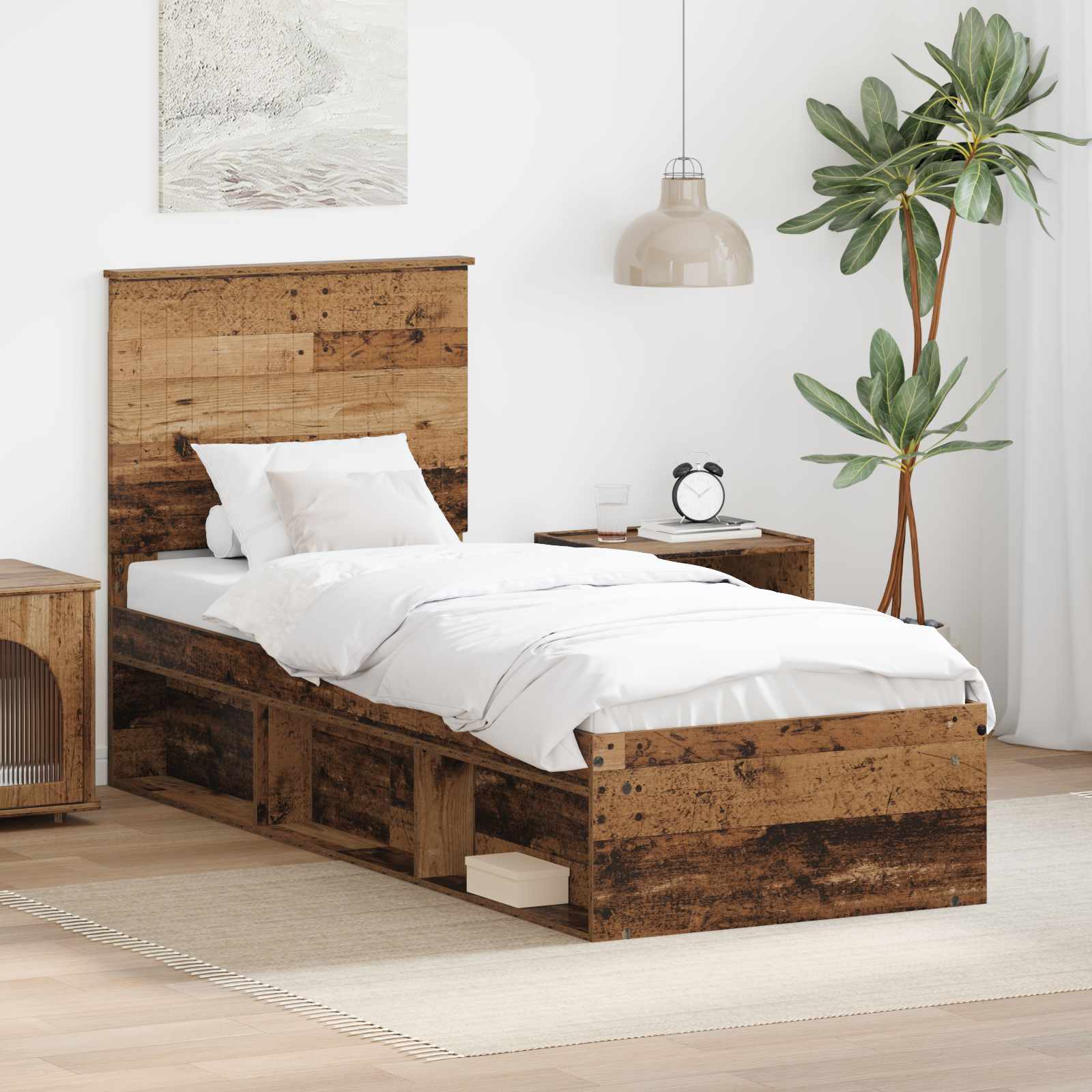 Estrutura de cama 100 x 200 cm Madeira de pinho maciço