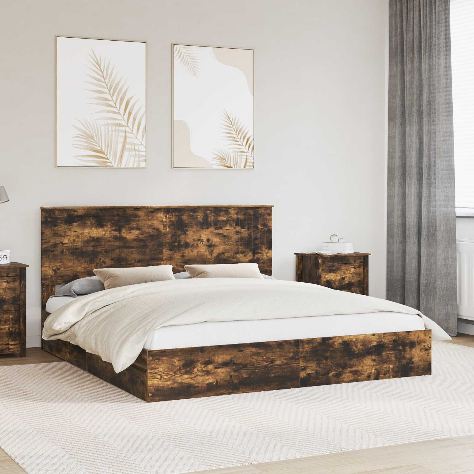 Cama con almacenamiento 140 x 190 cm Madera de ingeniería