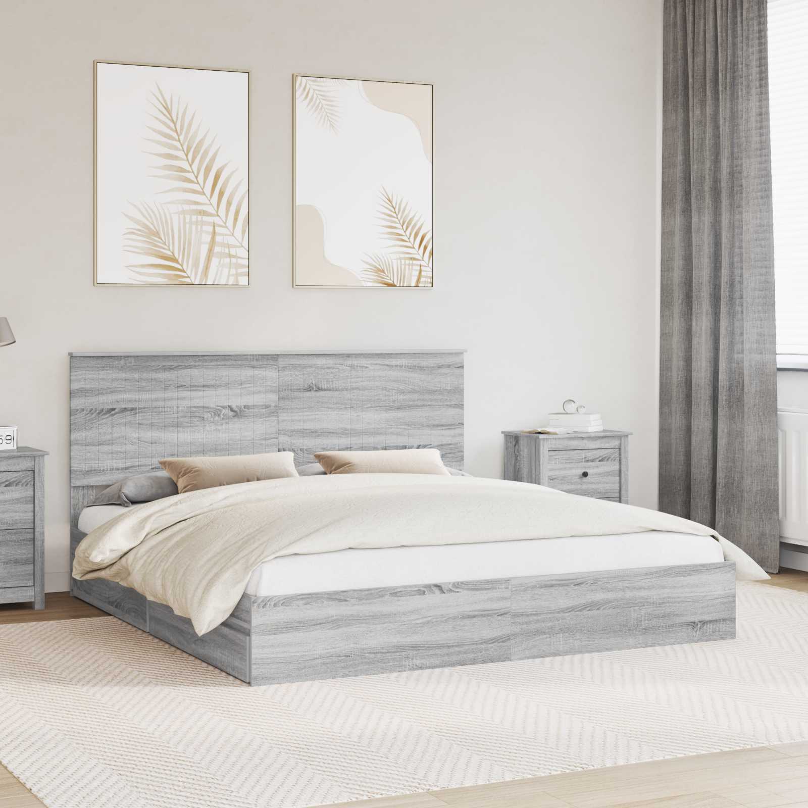 Cama con almacenamiento 140 x 190 cm Madera de ingeniería