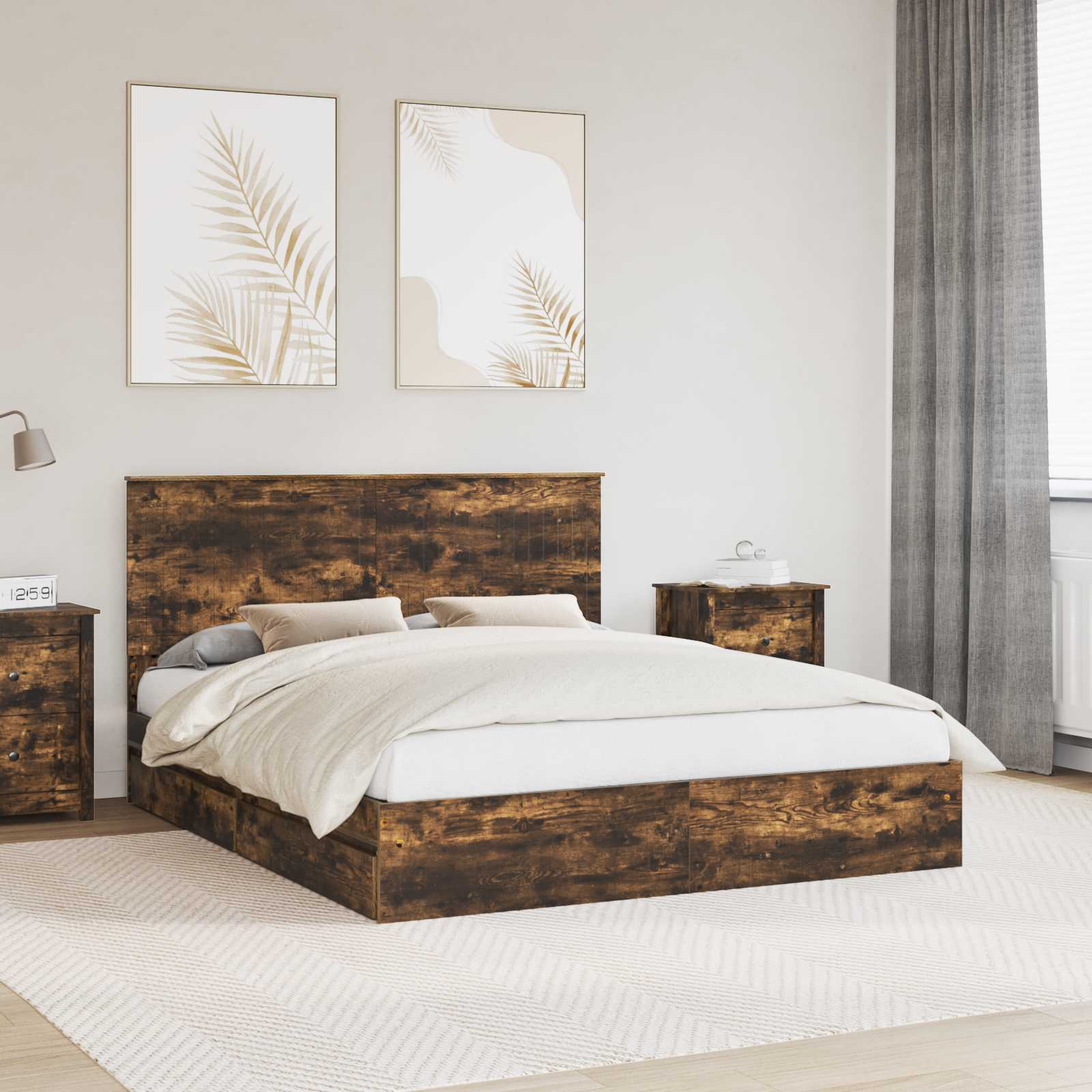 Cama con almacenamiento 140 x 190 cm Madera de ingeniería