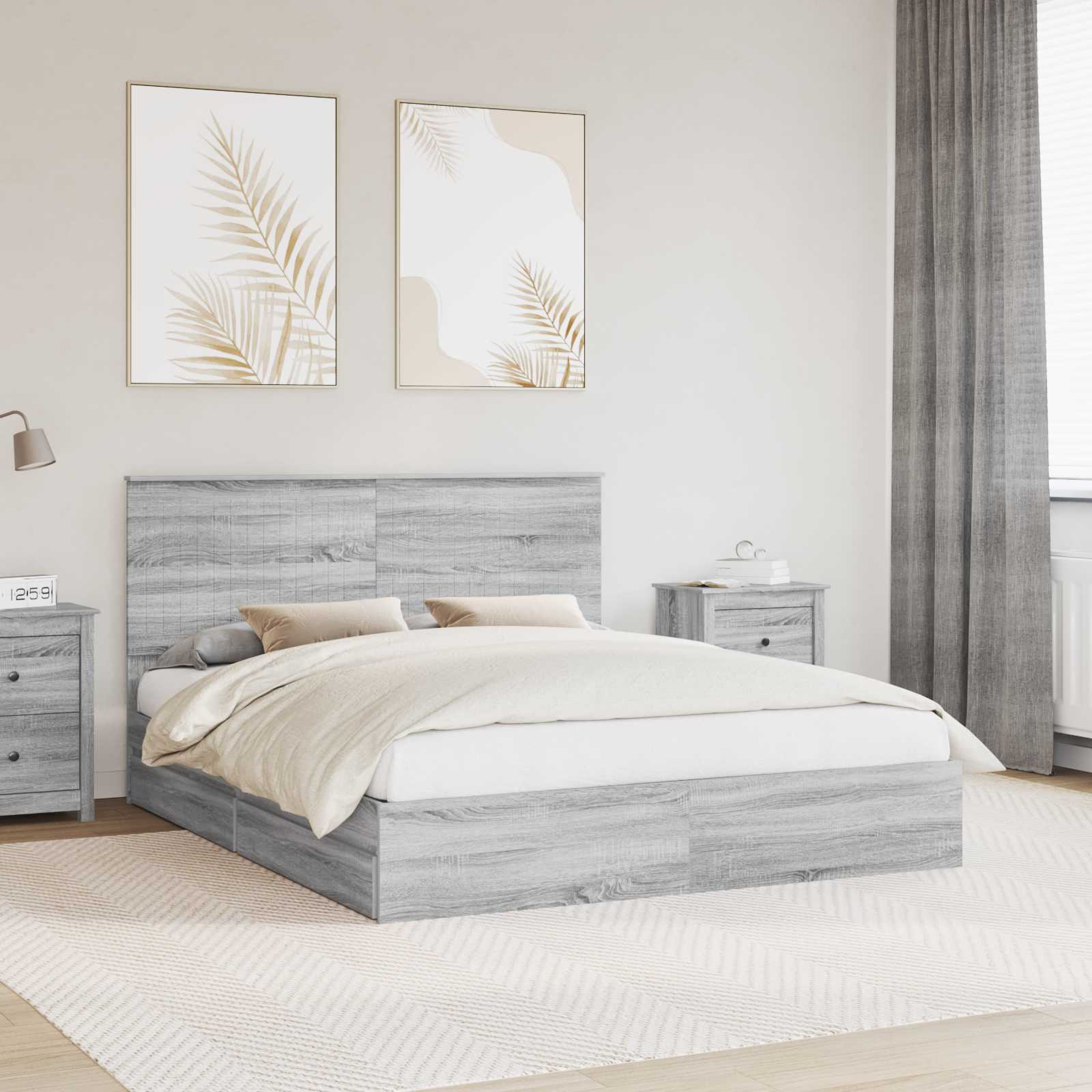 Cama con almacenamiento 140 x 190 cm Madera de ingeniería