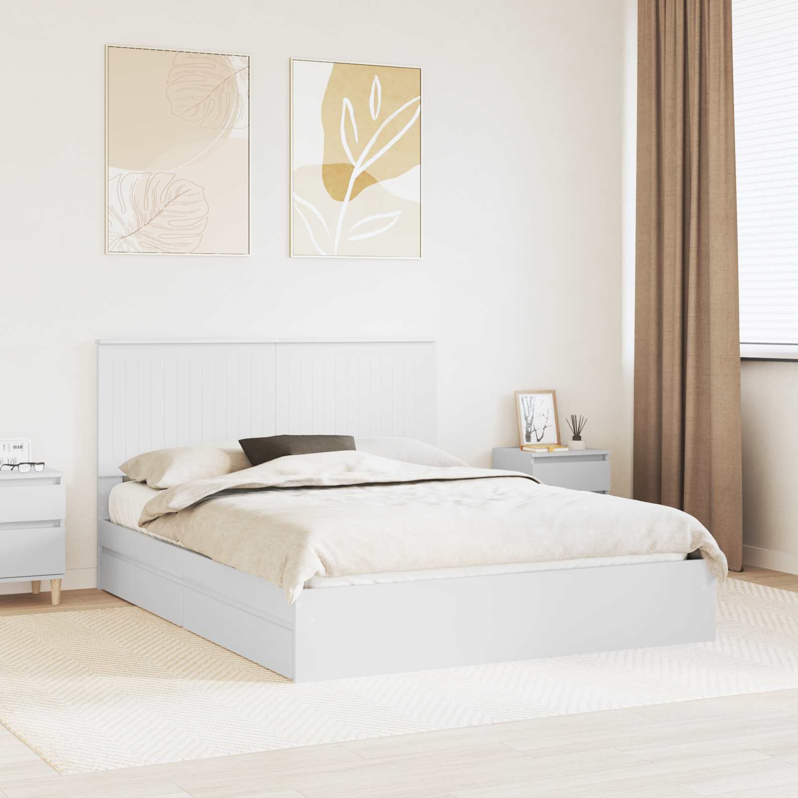 Cama con almacenamiento 140 x 190 cm Madera de ingeniería