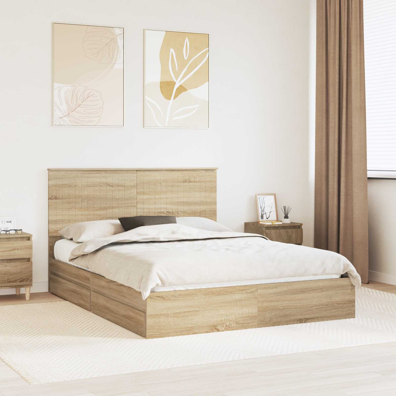 Cama con almacenamiento 140 x 190 cm Madera de ingeniería
