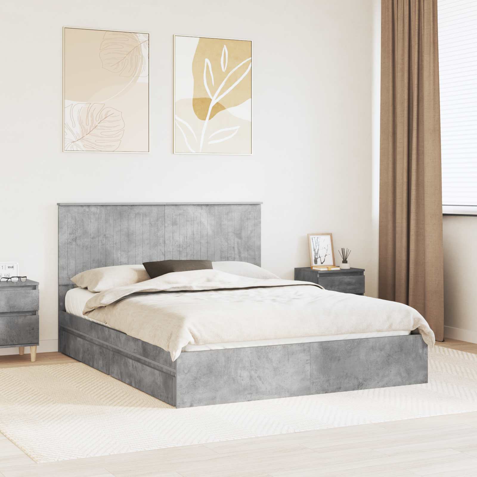 Cama con almacenamiento 140 x 190 cm Madera de ingeniería