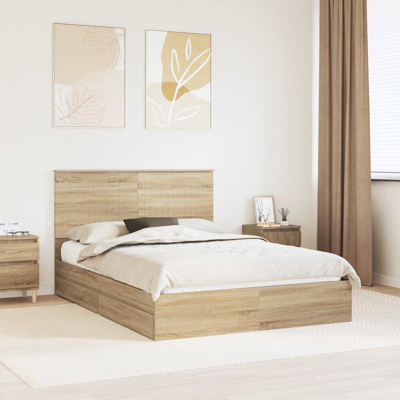 Cama con almacenamiento 140 x 190 cm Madera de ingeniería