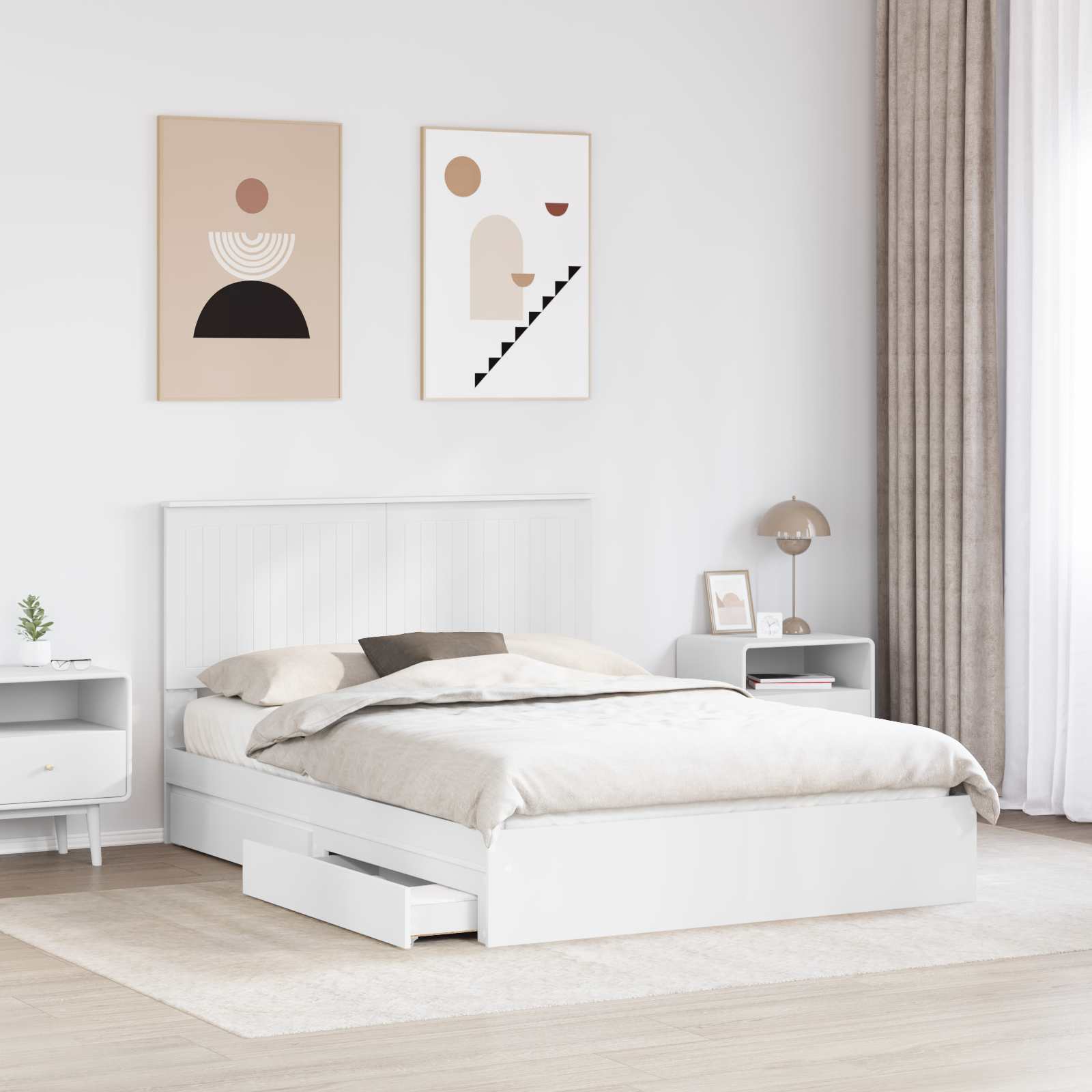 Cama con almacenamiento 140 x 190 cm Madera de ingeniería