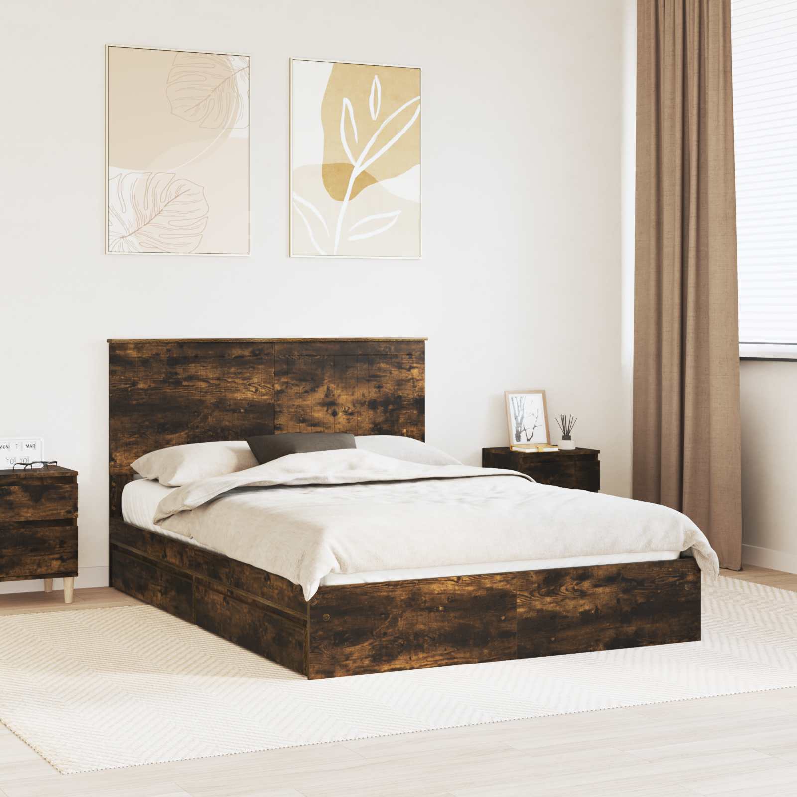 Cama con almacenamiento 140 x 190 cm Madera de ingeniería